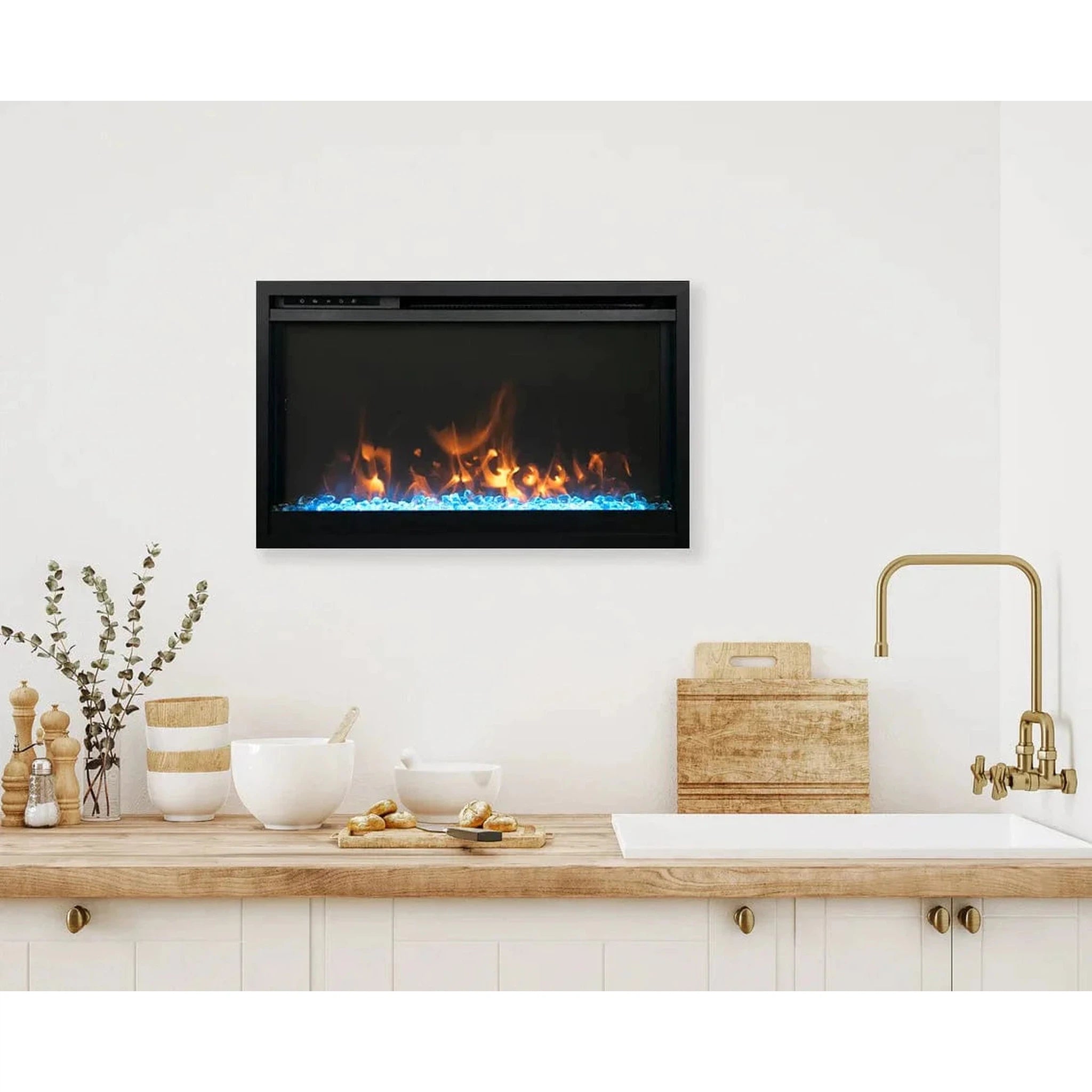 Amantii - Traditional Xtra Slim Smart Built-in/Wall Mounted Electric Fireplace