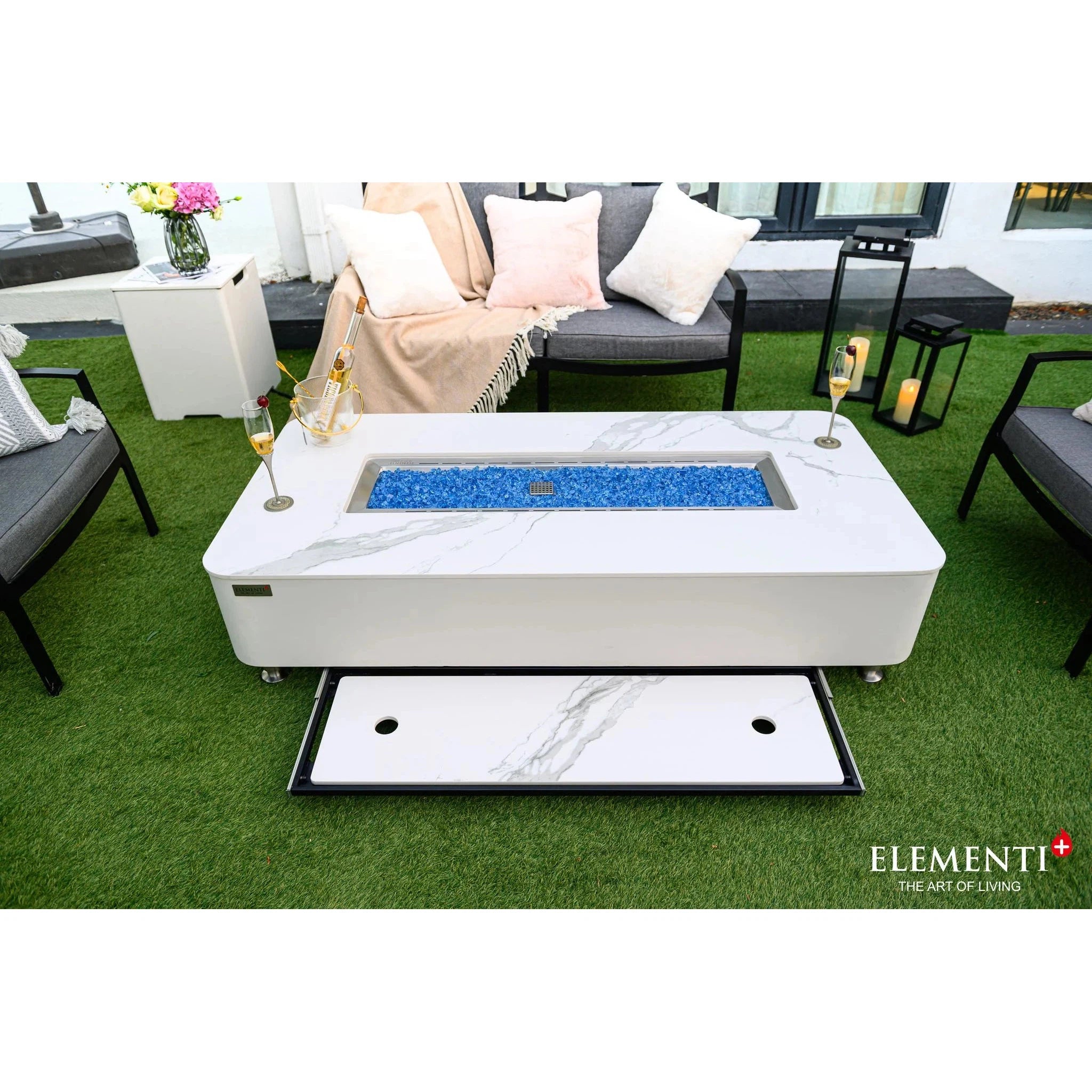 Elementi Plus ATHENS Marble Porcelain Fire Table