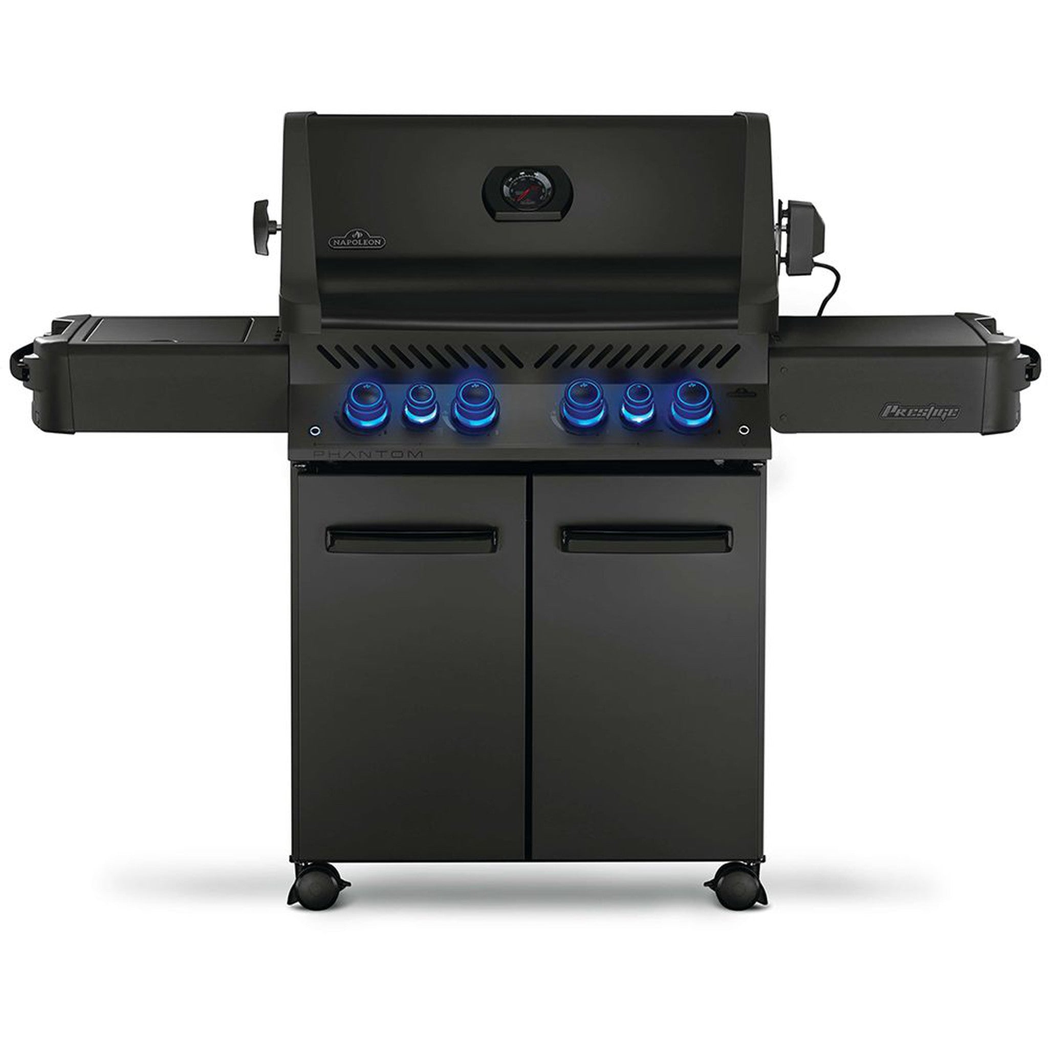 Napoleon Phantom Prestige 500 Gas Grill with Infrared Rear Burner, Infrared Side Burner, & Rotisserie Kit - Matte Black