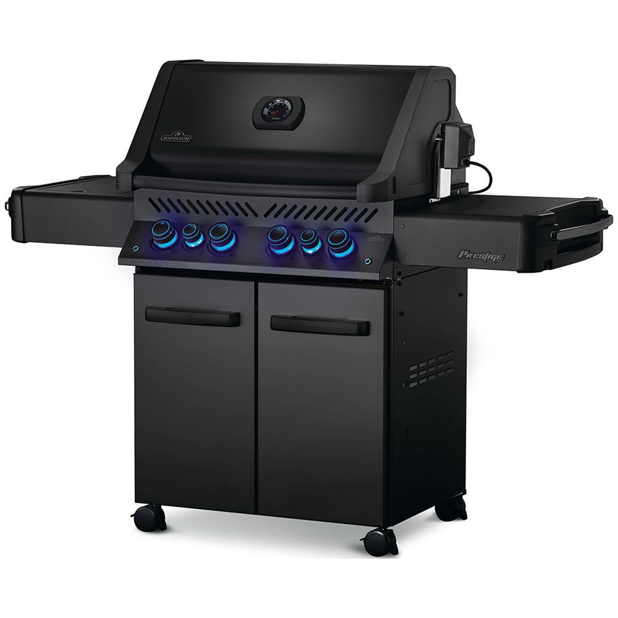 Napoleon Phantom Prestige 500 Gas Grill with Infrared Rear Burner, Infrared Side Burner, & Rotisserie Kit - Matte Black