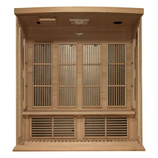 Golden Designs Maxxus 4-Person Corner Near Zero EMF (Under 2MG) FAR Infrared Sauna (Canadian Hemlock)