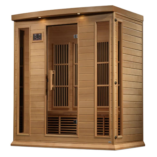 Golden Designs Maxxus 4-Person Corner Near Zero EMF (Under 2MG) FAR Infrared Sauna (Canadian Hemlock)