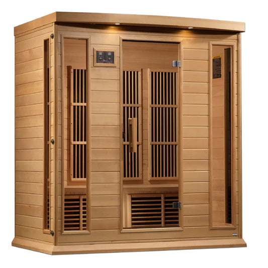 Golden Designs Maxxus 4-Person Corner Near Zero EMF (Under 2MG) FAR Infrared Sauna (Canadian Hemlock)