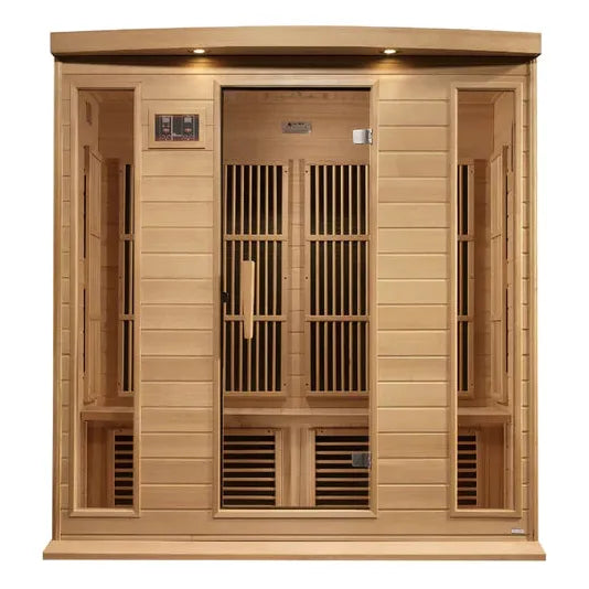 Golden Designs Maxxus 4-Person Corner Near Zero EMF (Under 2MG) FAR Infrared Sauna (Canadian Hemlock)