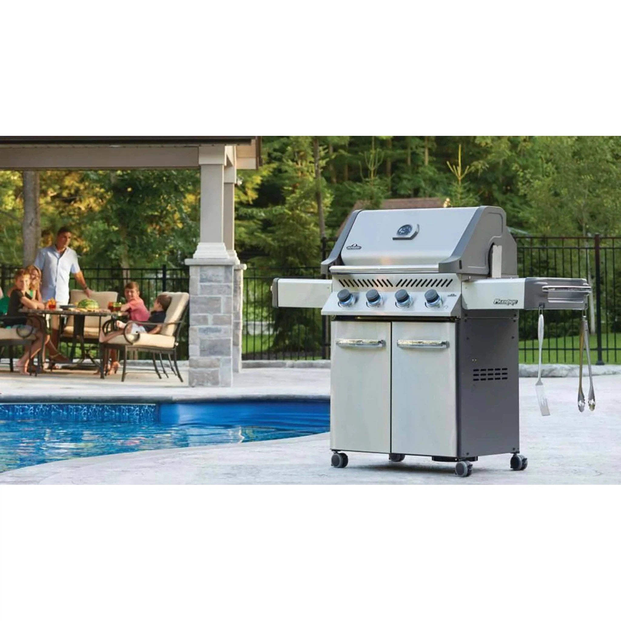 Napoleon Prestige 500 RSIB- Freestanding Gas Grill with Infrared Rear Burner and Infrared Side Burner and Rotisserie Kit