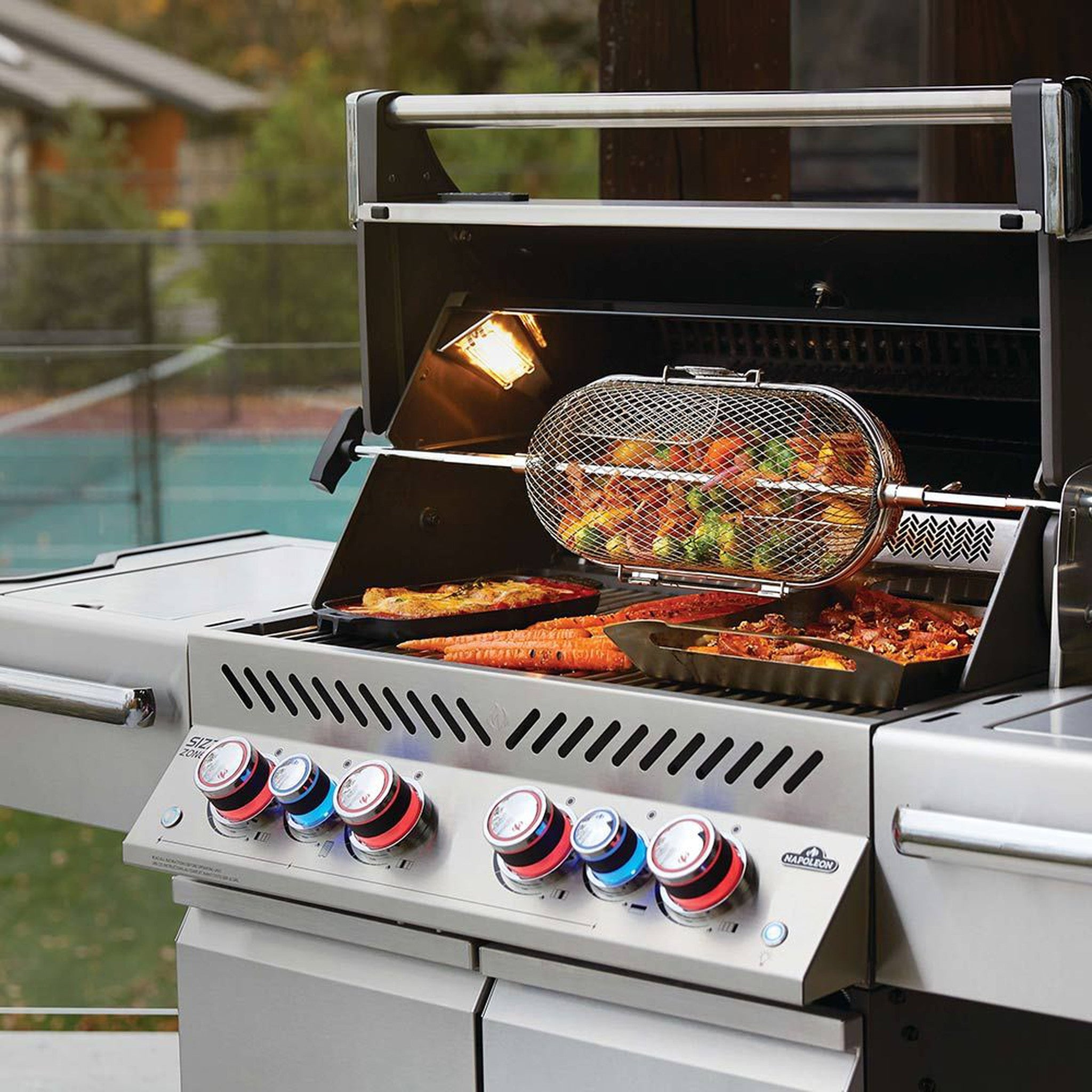 Napoleon Prestige PRO 500 Freestanding Grill with Infrared Rear and Side Burners and Rotisserie Kit