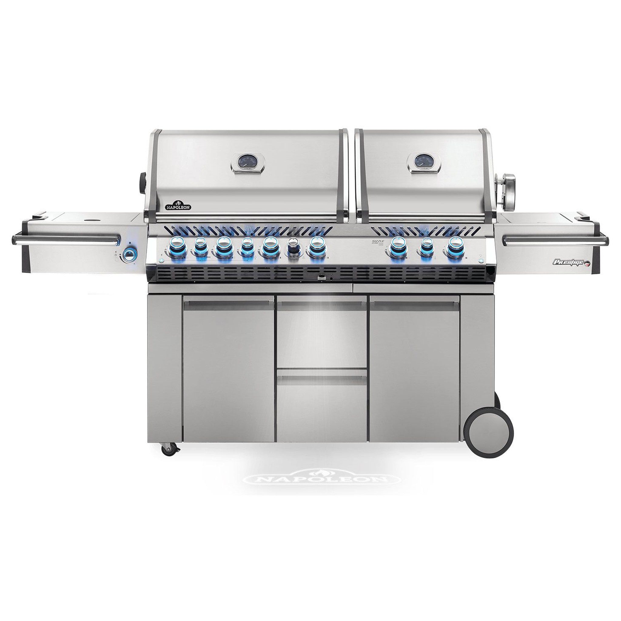 Napoleon Prestige PRO 825 Freestanding Gas Grill with Infrared Rear Burner, Double Infrared Sear Burner & Side Burner and Rotisserie Kit