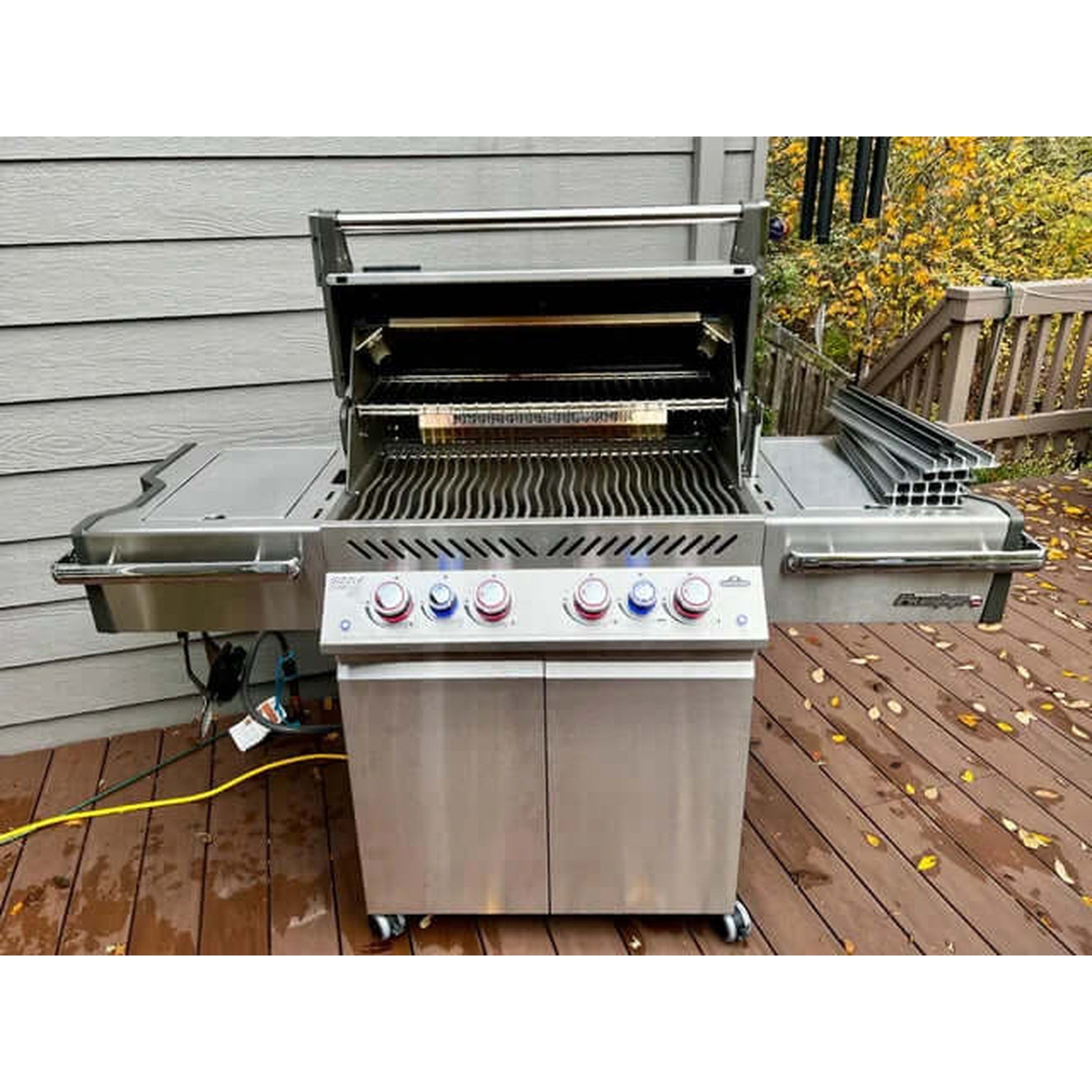 Napoleon Prestige 500 RSIB- Freestanding Gas Grill with Infrared Rear Burner and Infrared Side Burner and Rotisserie Kit