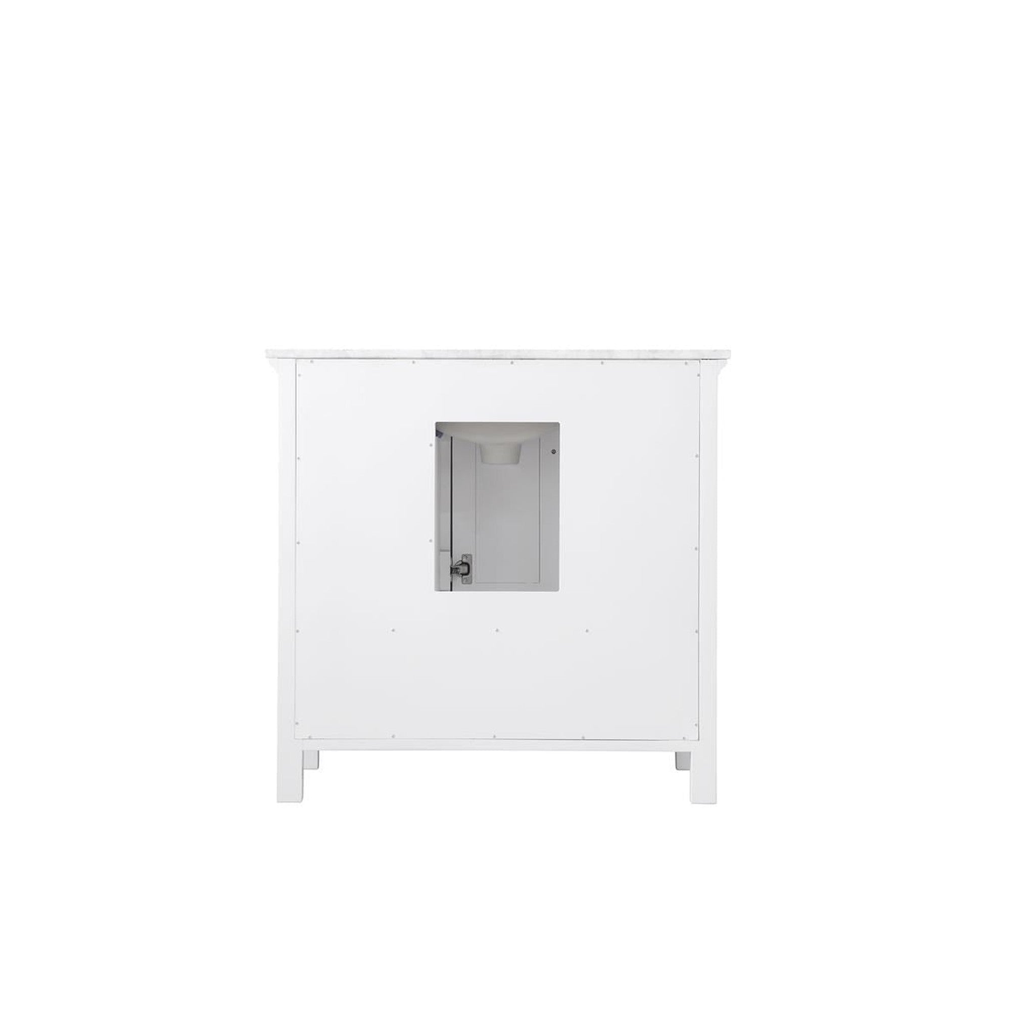 Isla 36" Single Bathroom Vanity Set in White and Carrara White Marble Countertop with Mirror