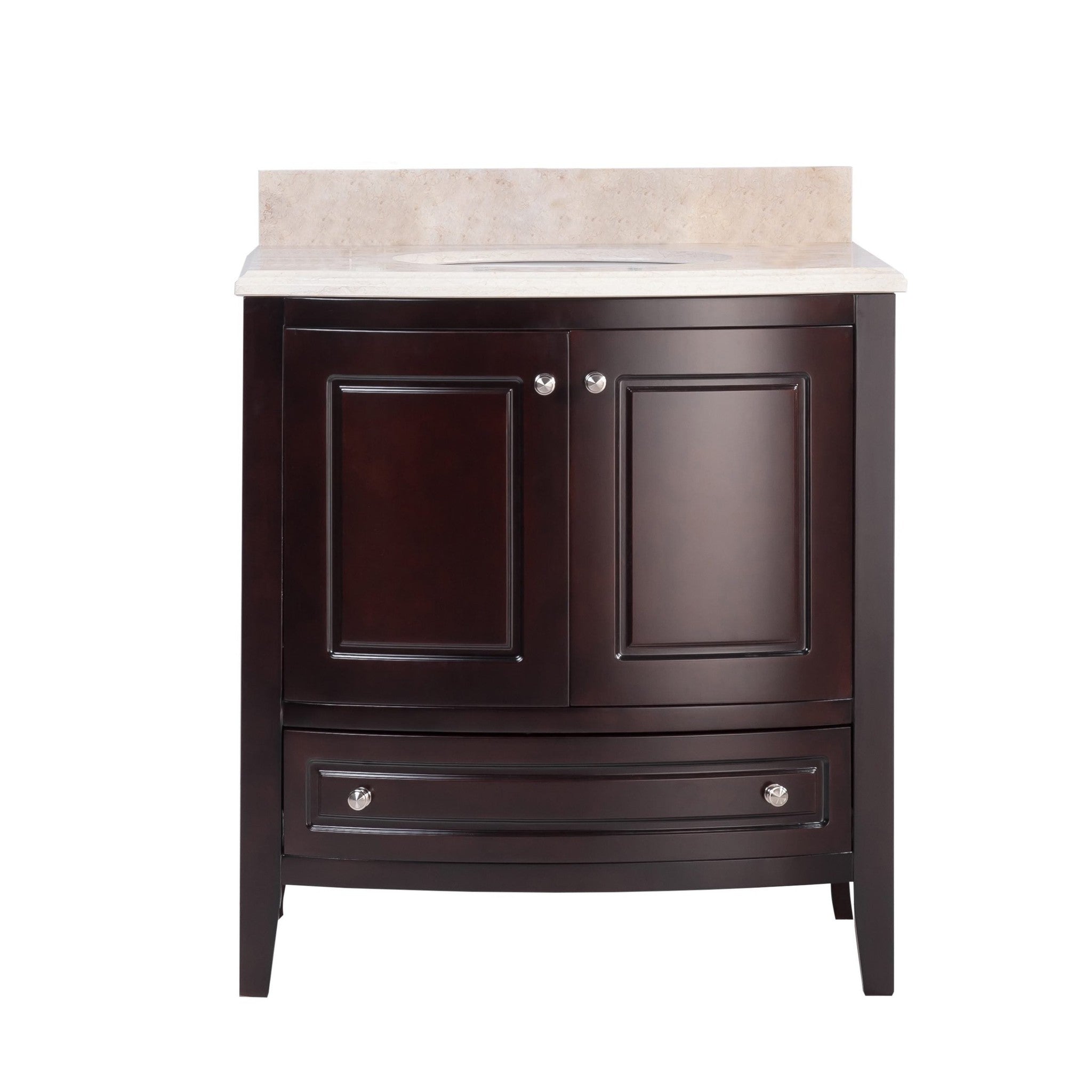 Estella 32" Brown Bathroom Vanity with Jerusalem Gold Marble Countertop