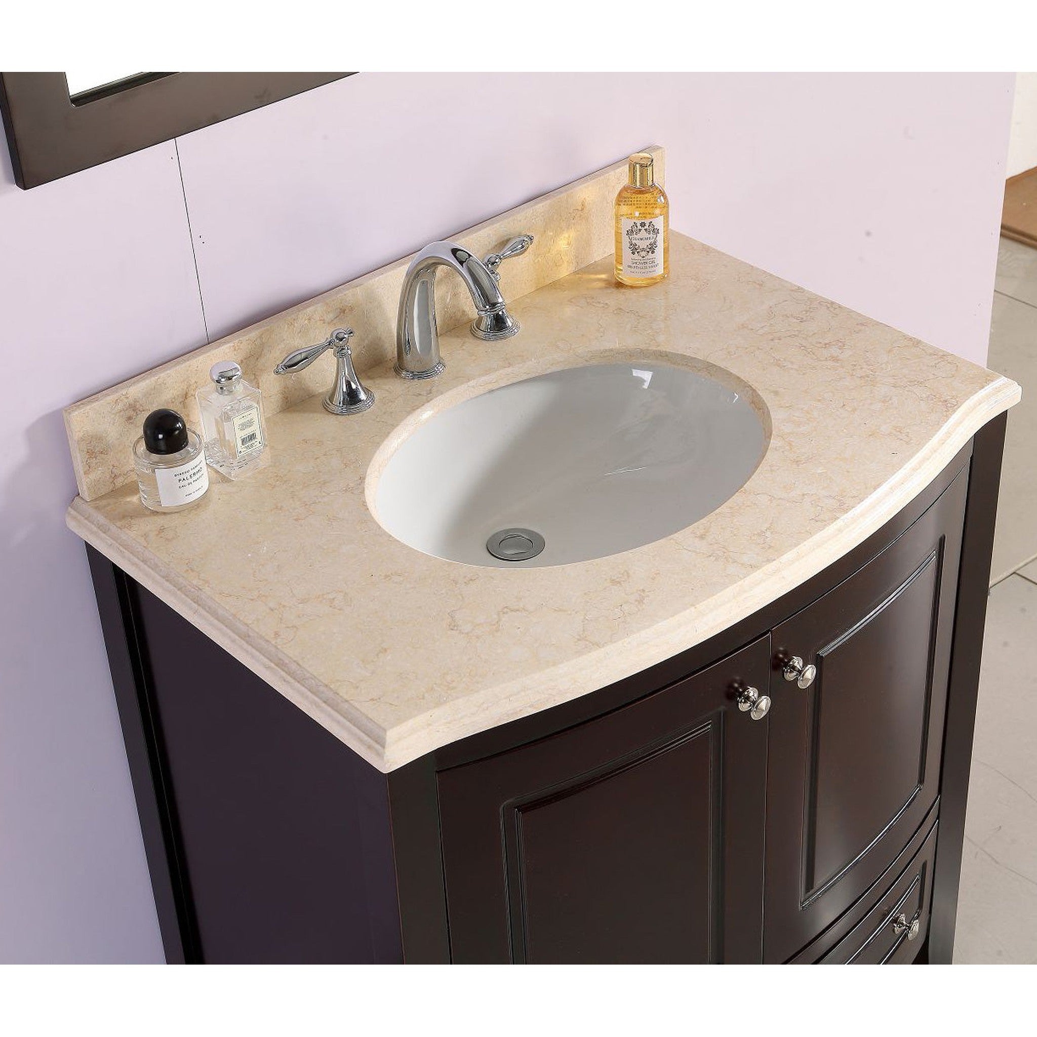 Estella 32" Brown Bathroom Vanity with Jerusalem Gold Marble Countertop