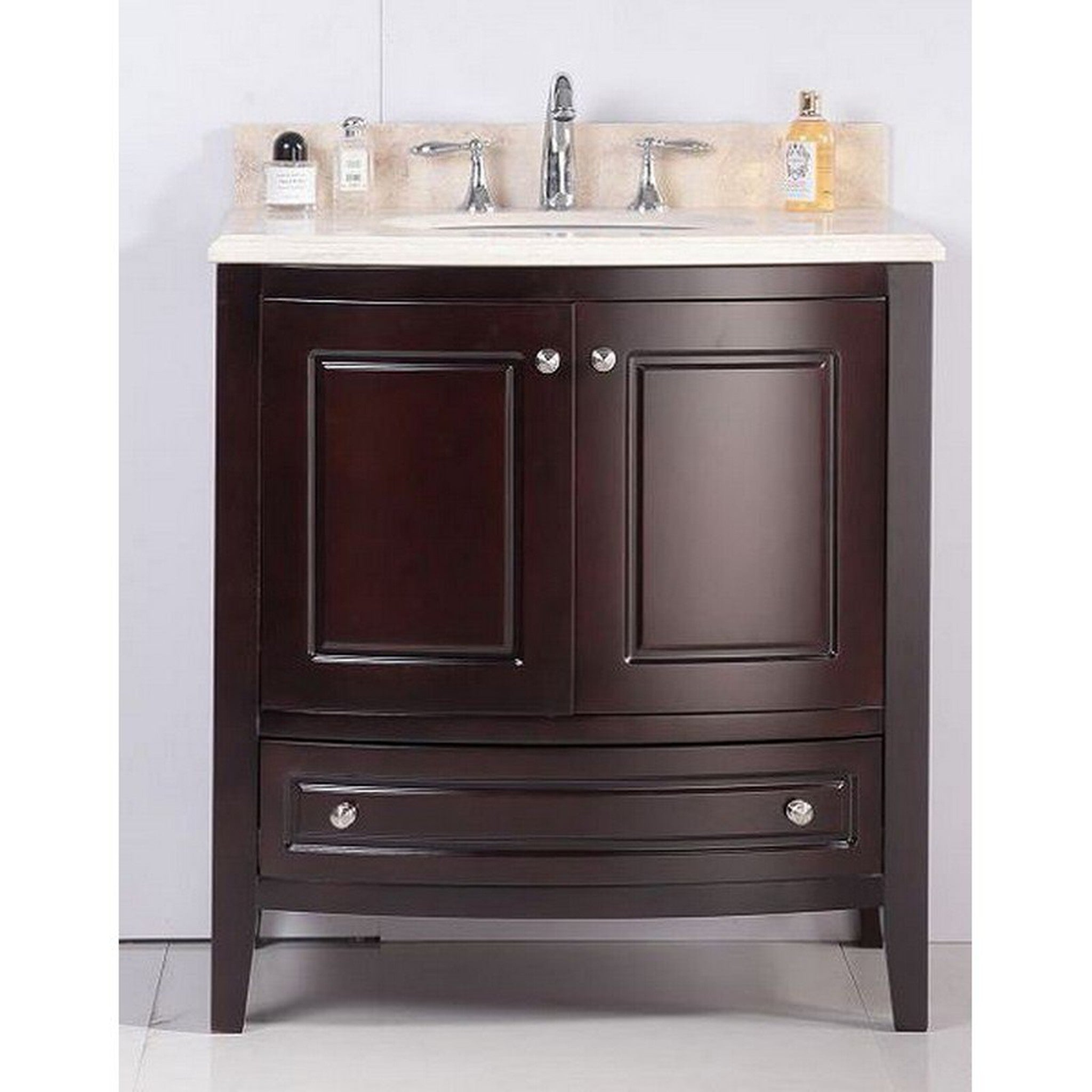 Estella 32" Brown Bathroom Vanity with Jerusalem Gold Marble Countertop