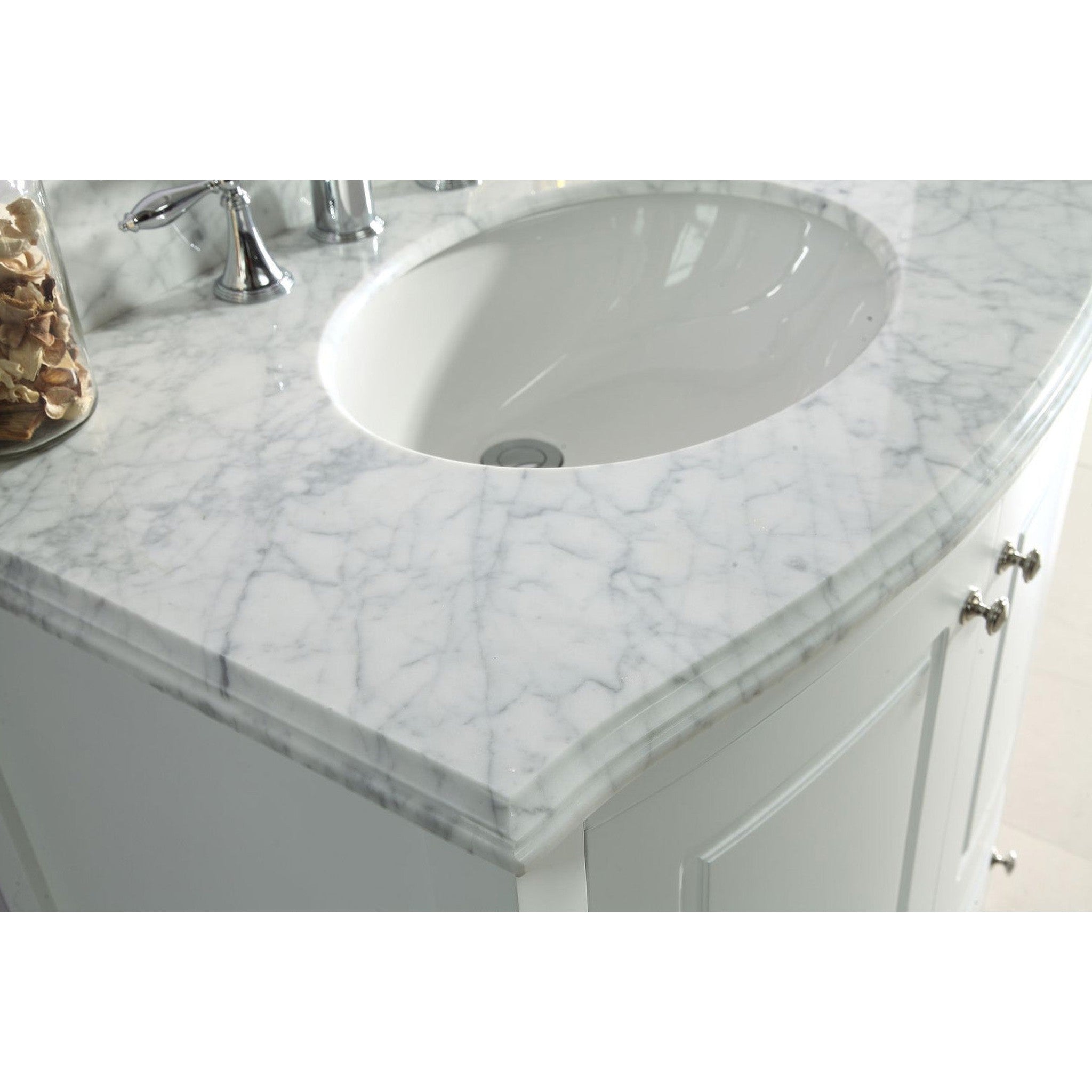 Estella 32" White Bathroom Vanity with White Carrara Marble Countertop