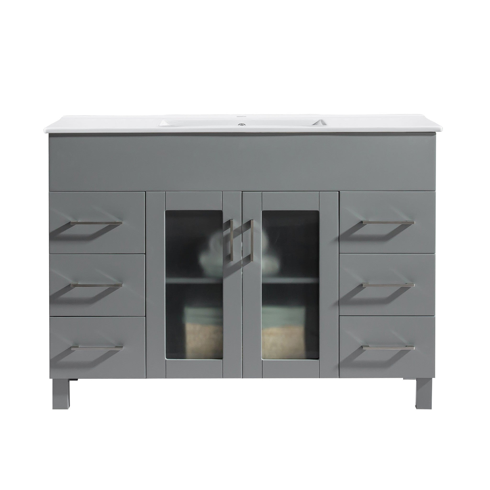 Nova 48" Grey Bathroom Vanity with White Ceramic Basin Countertop