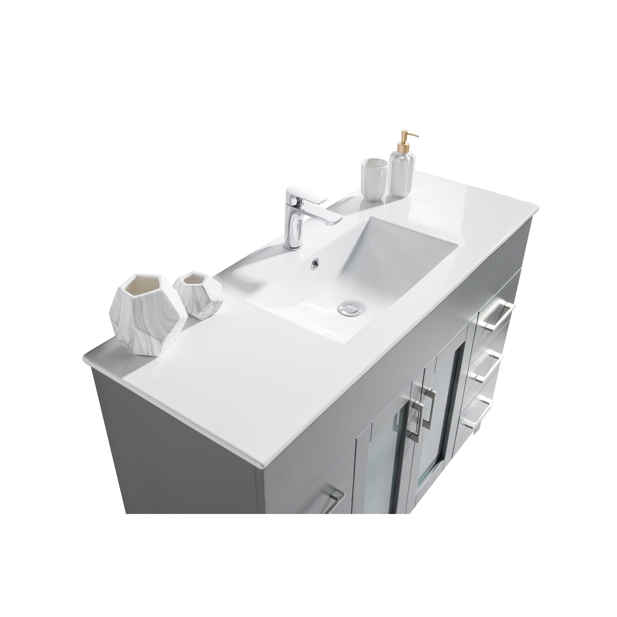 Nova 48" Grey Bathroom Vanity with White Ceramic Basin Countertop