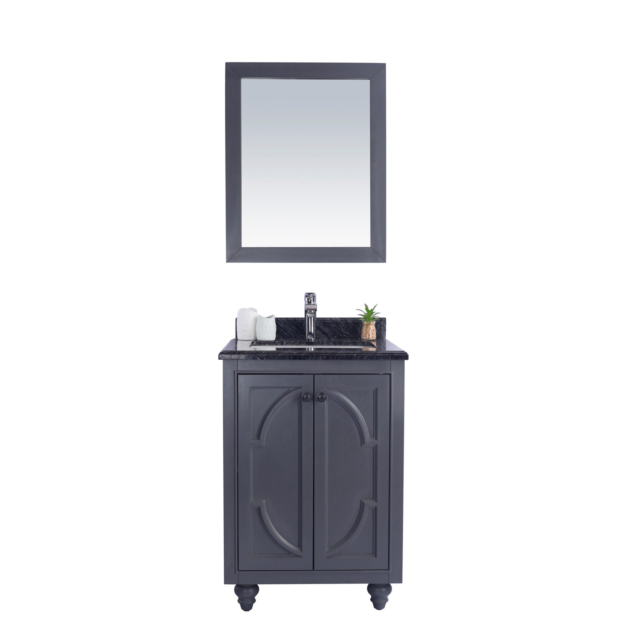 Odyssey 24" Maple Grey Bathroom Vanity with Black Wood Marble Countertop