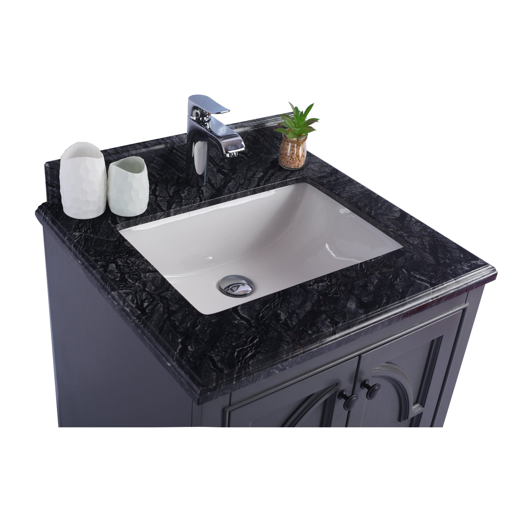 Odyssey 24" Maple Grey Bathroom Vanity with Black Wood Marble Countertop