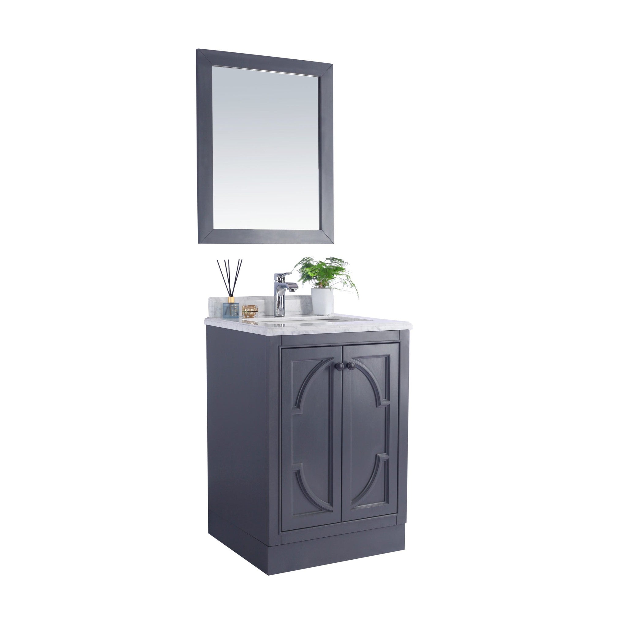 Odyssey 24" Maple Grey Bathroom Vanity with Black Wood Marble Countertop