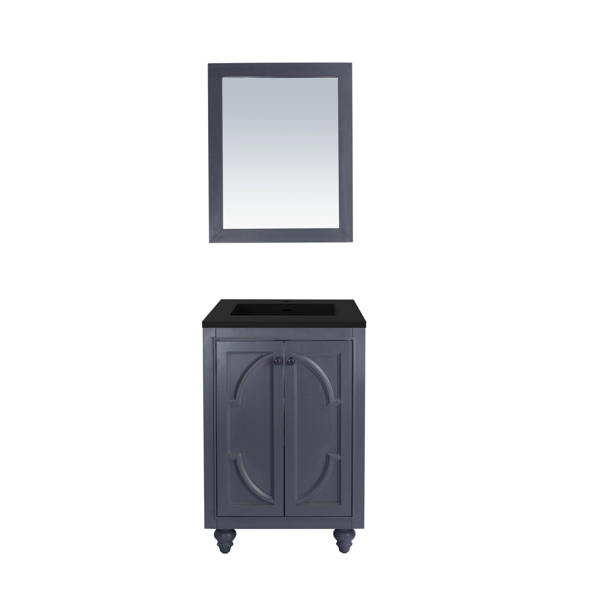 Odyssey 24" Maple Grey Bathroom Vanity with Matte Black VIVA Stone Solid Surface Countertop