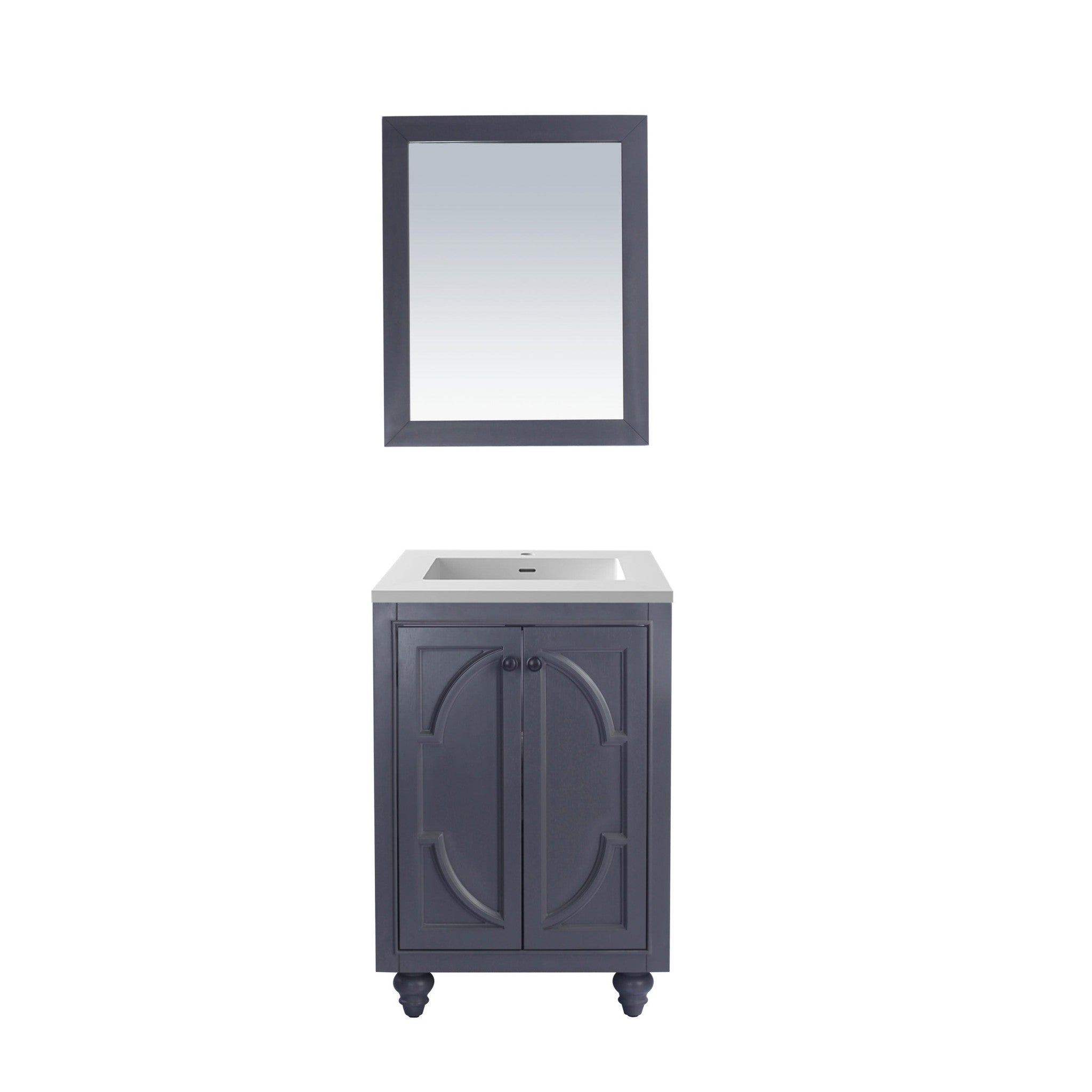 Odyssey 24" Maple Grey Bathroom Vanity with Matte White VIVA Stone Solid Surface Countertop