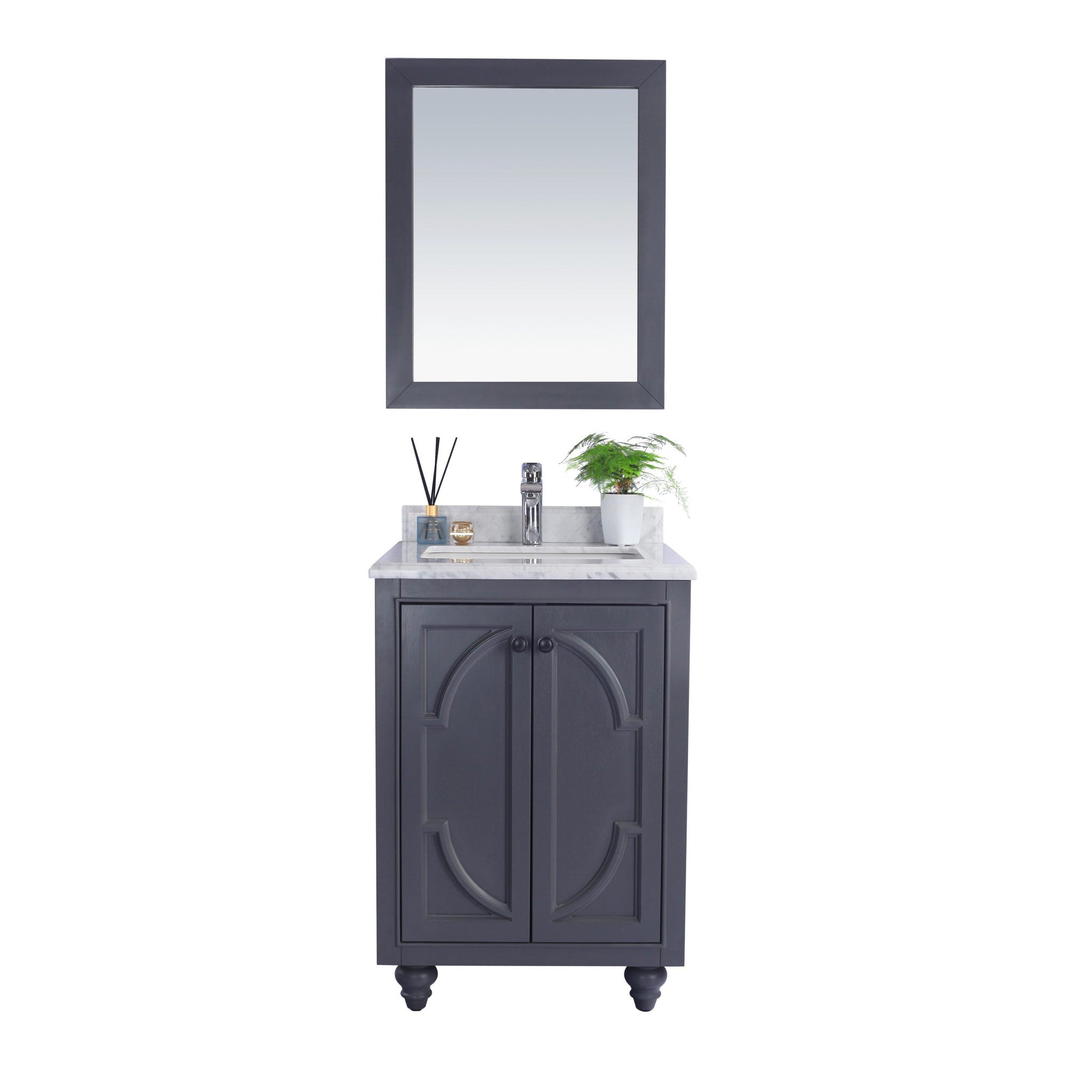 Odyssey 24" Maple Grey Bathroom Vanity with White Carrara Marble Countertop