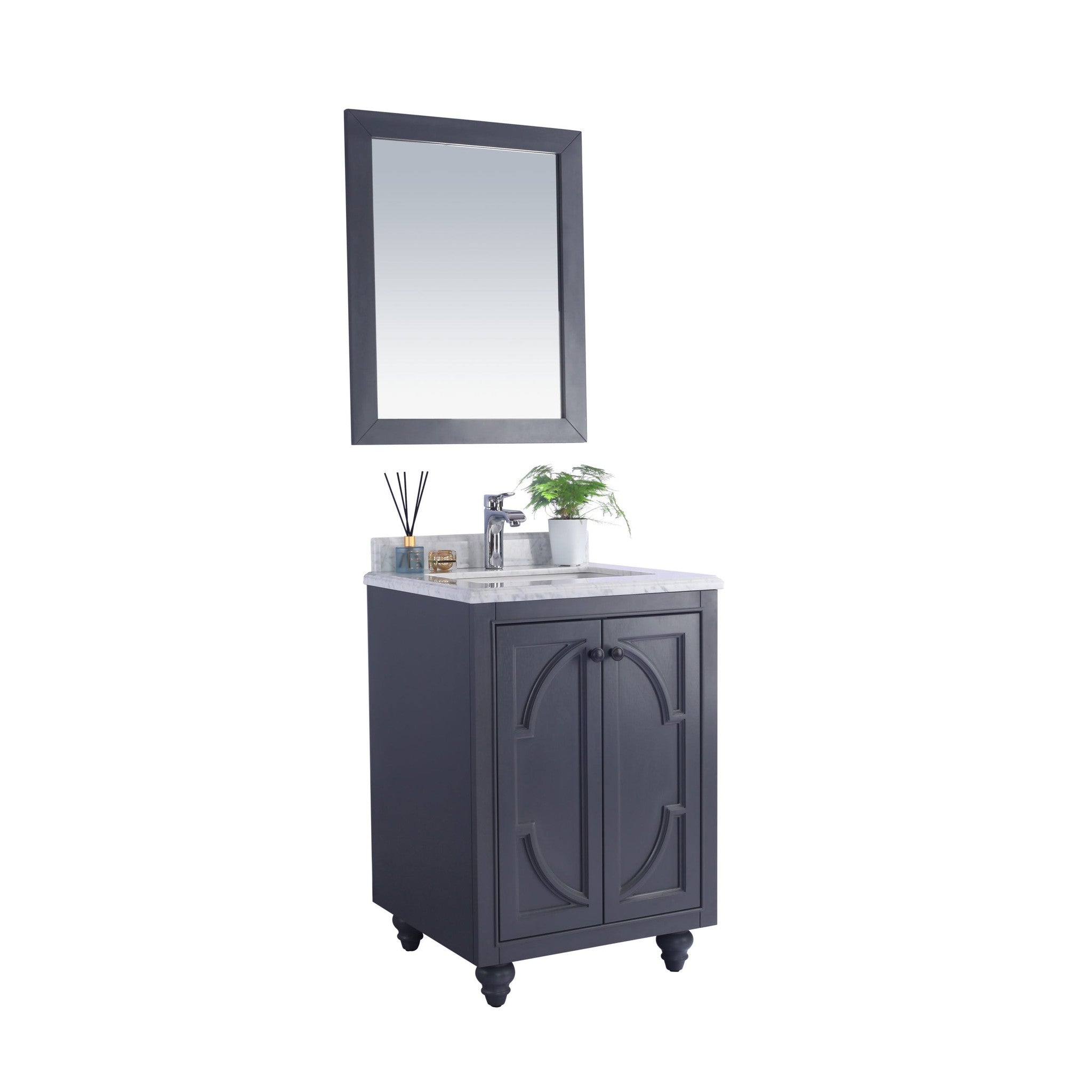 Odyssey 24" Maple Grey Bathroom Vanity with White Carrara Marble Countertop