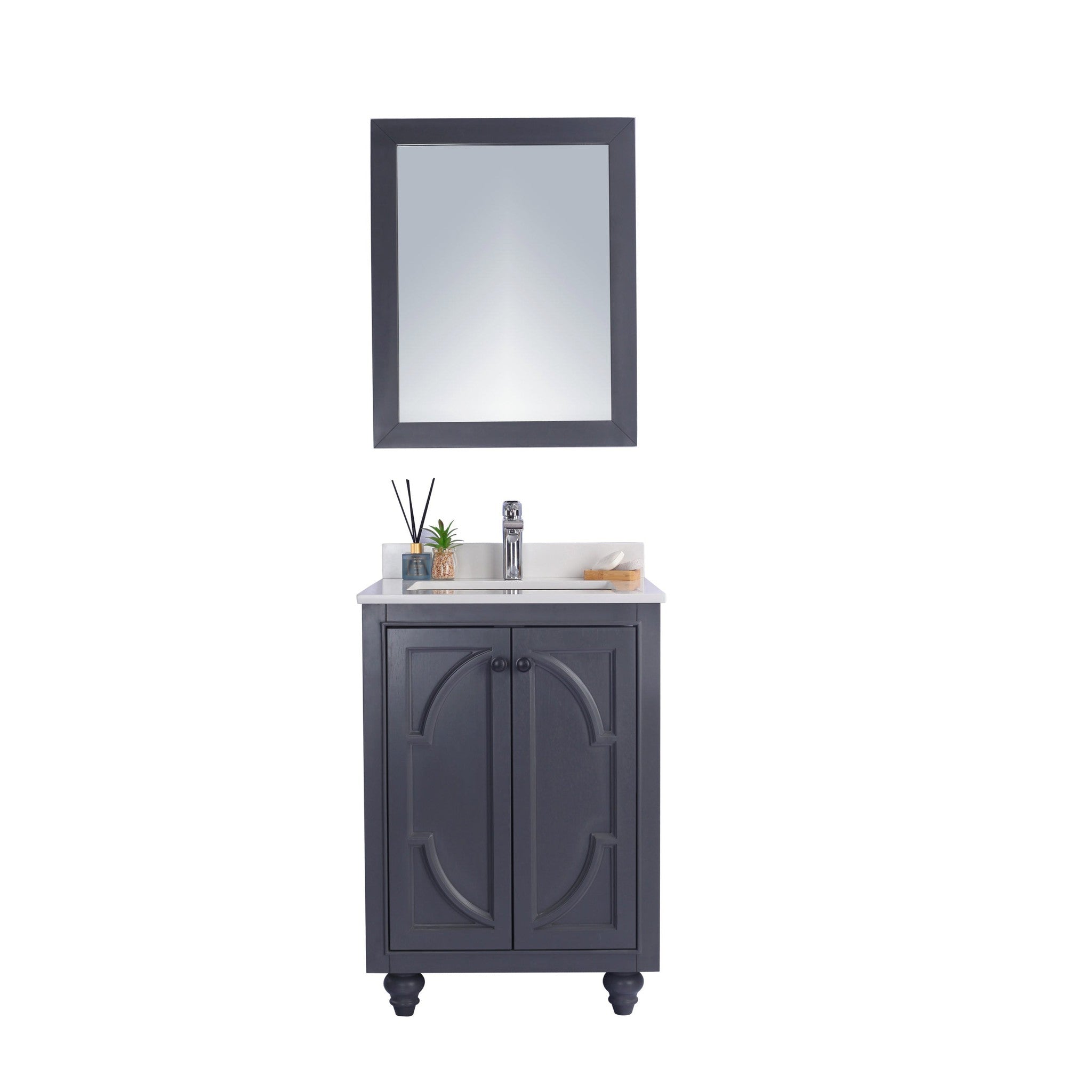 Odyssey 24" Maple Grey Bathroom Vanity with White Quartz Countertop