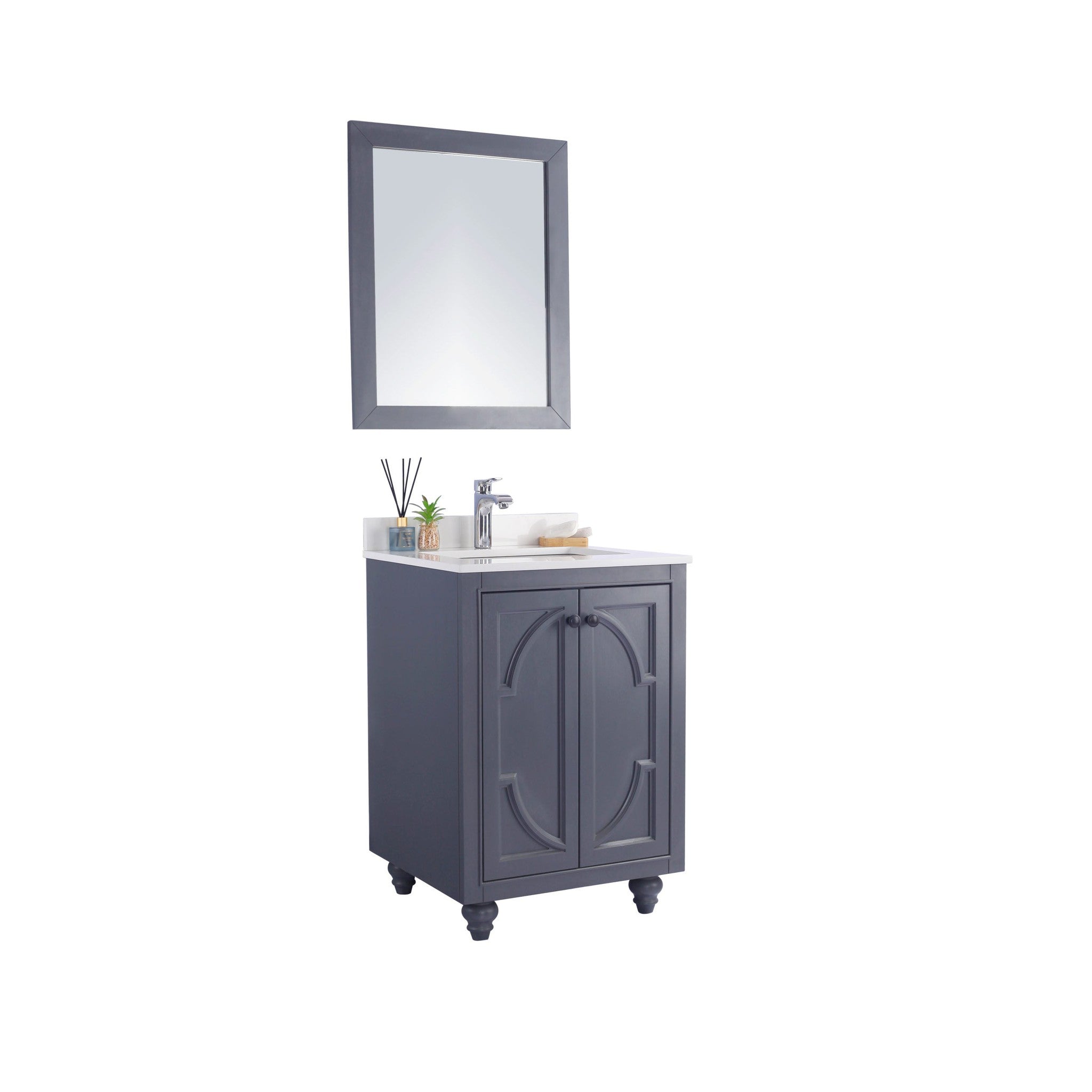 Odyssey 24" Maple Grey Bathroom Vanity with White Quartz Countertop