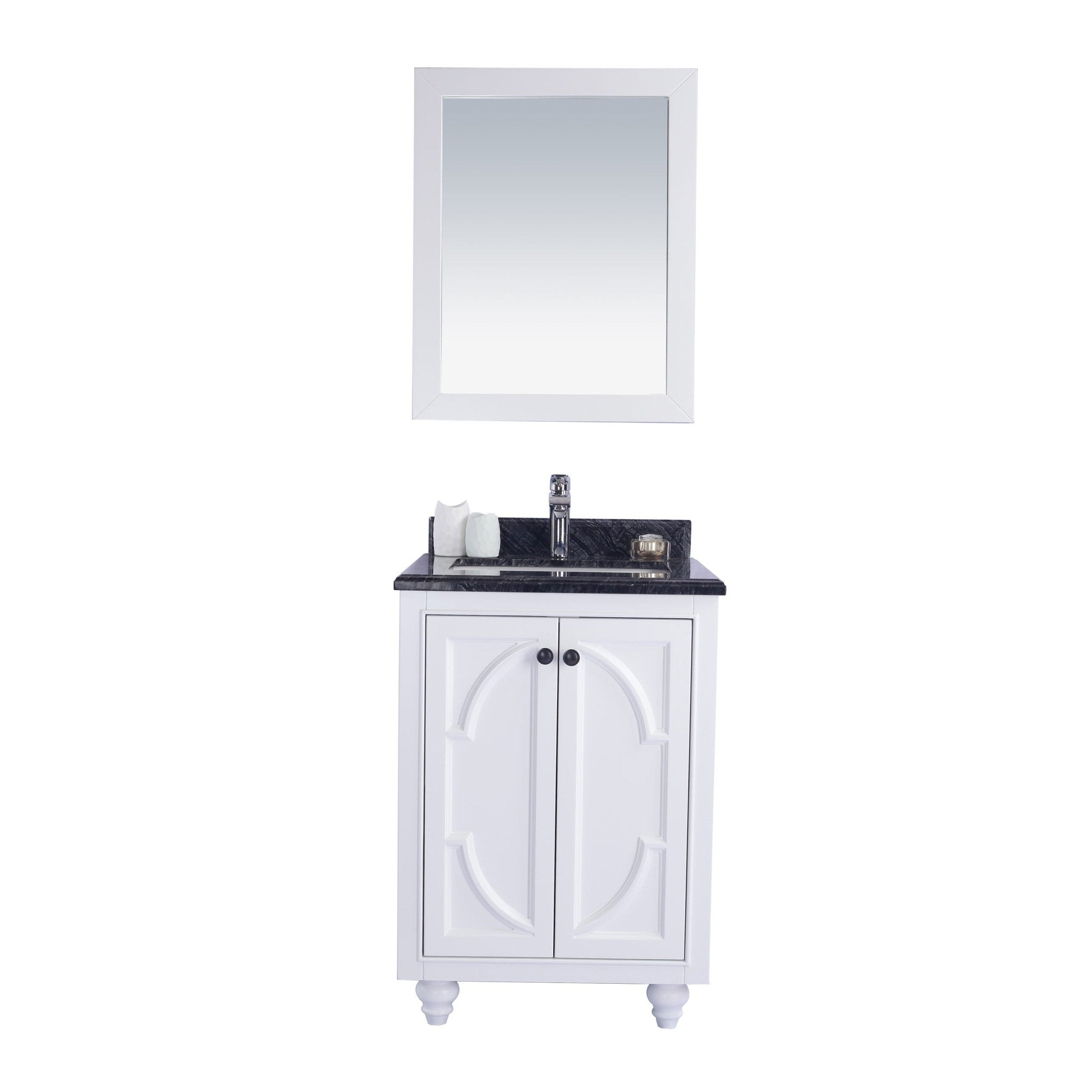 Odyssey 24" White Bathroom Vanity with Black Wood Marble Countertop