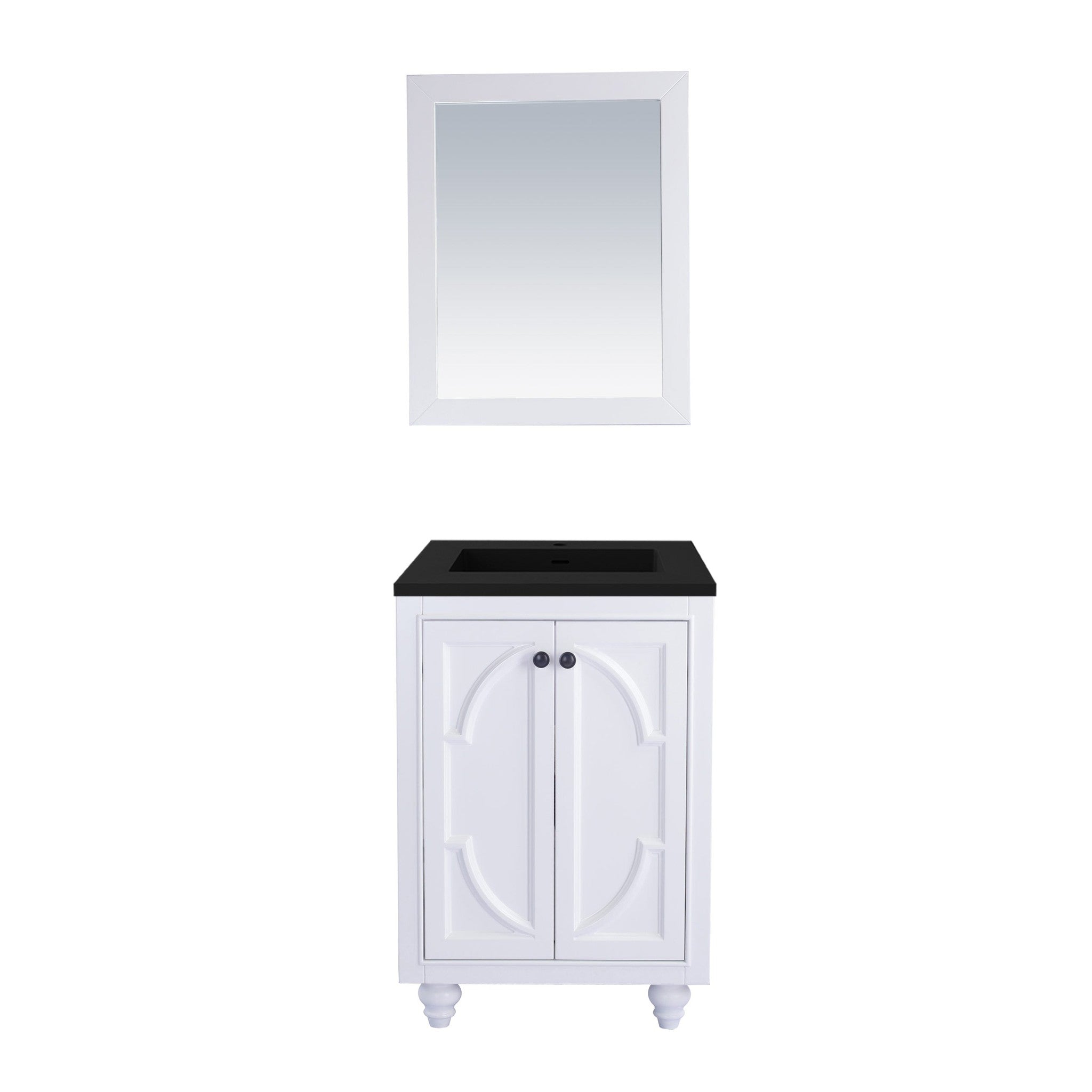 Odyssey 24" White Bathroom Vanity with Matte Black VIVA Stone Solid Surface Countertop