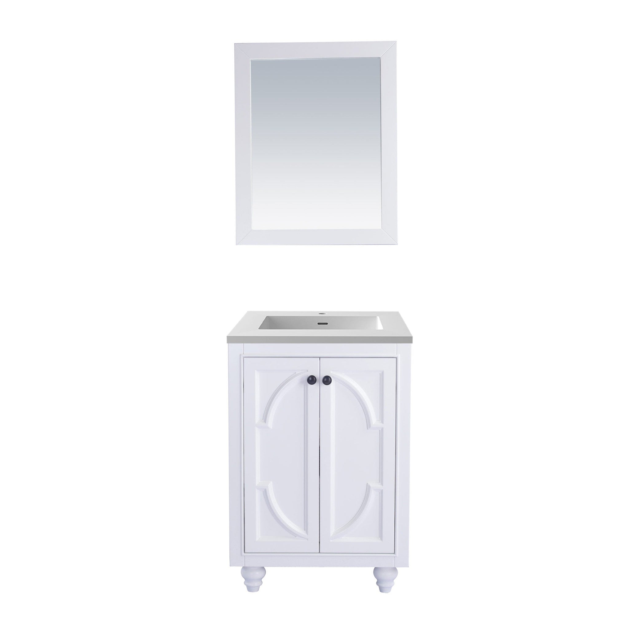 Odyssey 24" White Bathroom Vanity with Matte White VIVA Stone Solid Surface Countertop