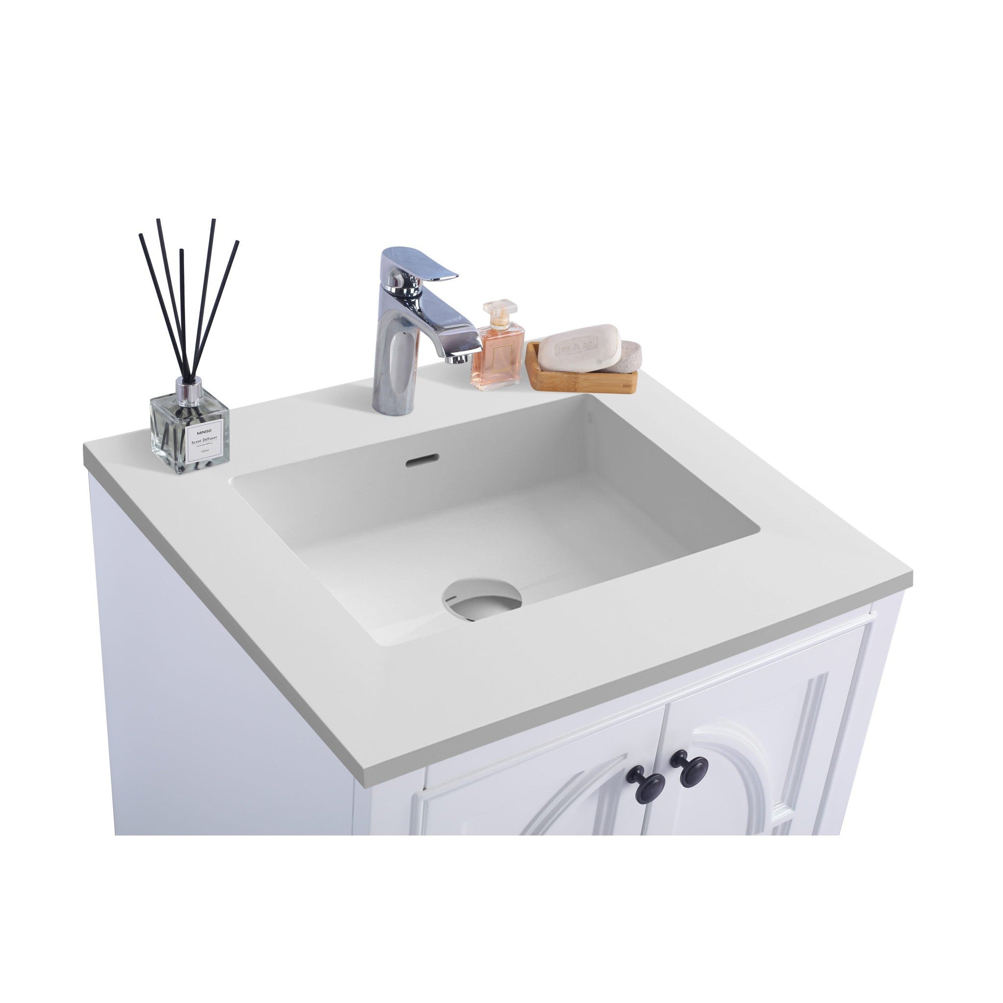 Odyssey 24" White Bathroom Vanity with Matte White VIVA Stone Solid Surface Countertop