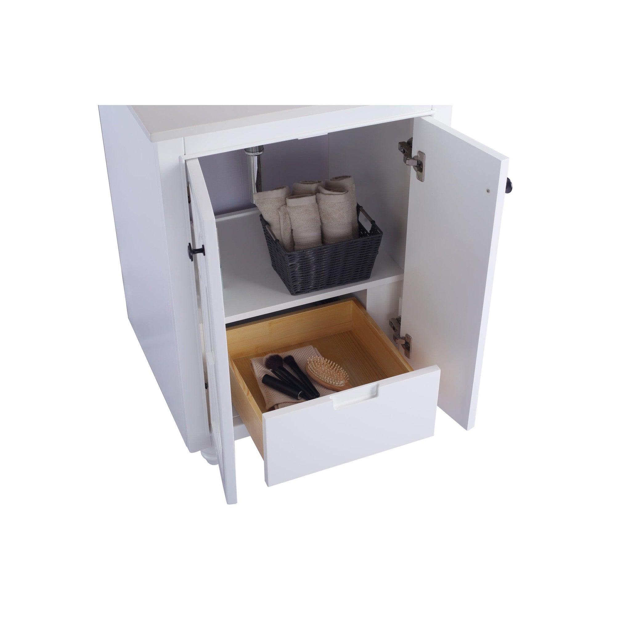 Odyssey 24" White Bathroom Vanity with Matte White VIVA Stone Solid Surface Countertop