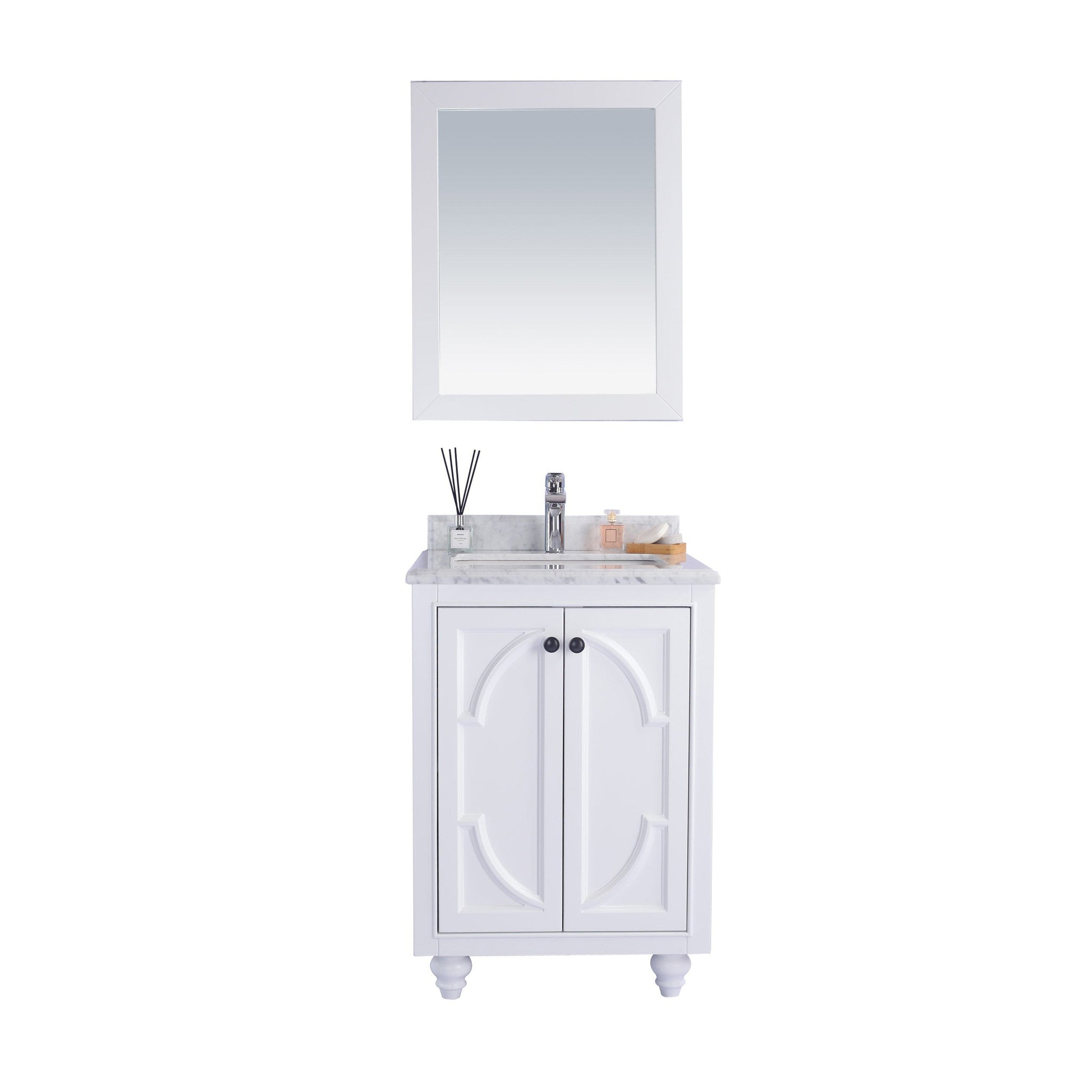 Odyssey 24" White Bathroom Vanity with White Carrara Marble Countertop