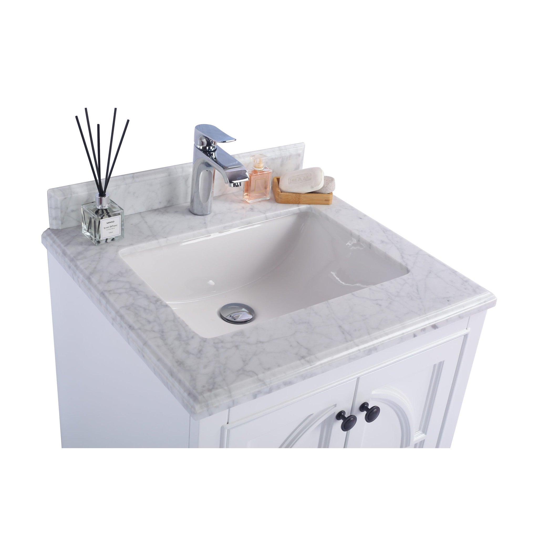 Odyssey 24" White Bathroom Vanity with White Carrara Marble Countertop