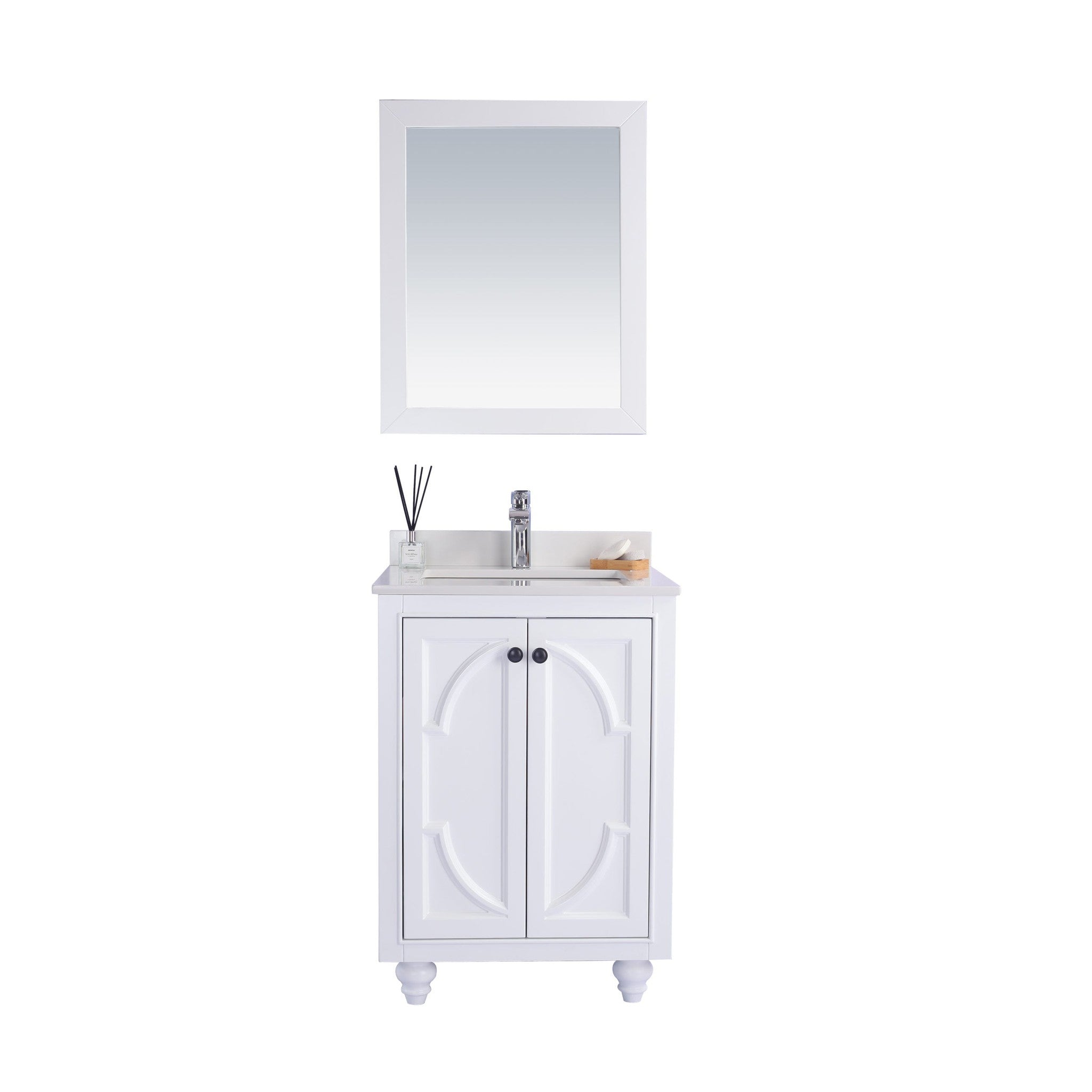 Odyssey 24" White Bathroom Vanity with White Quartz Countertop