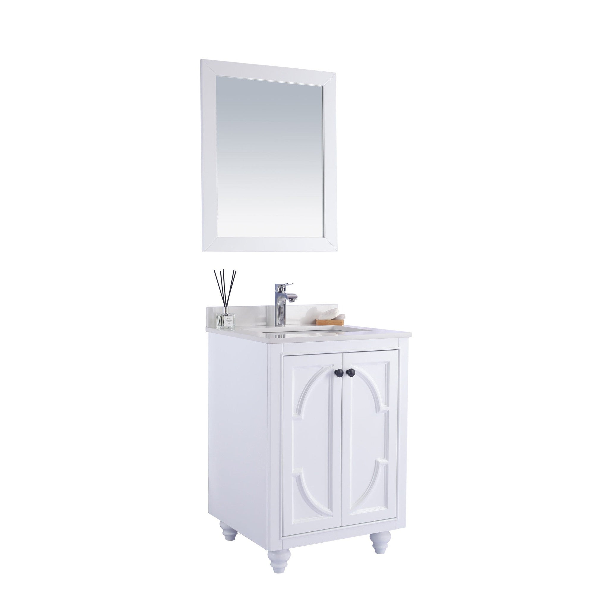 Odyssey 24" White Bathroom Vanity with White Quartz Countertop