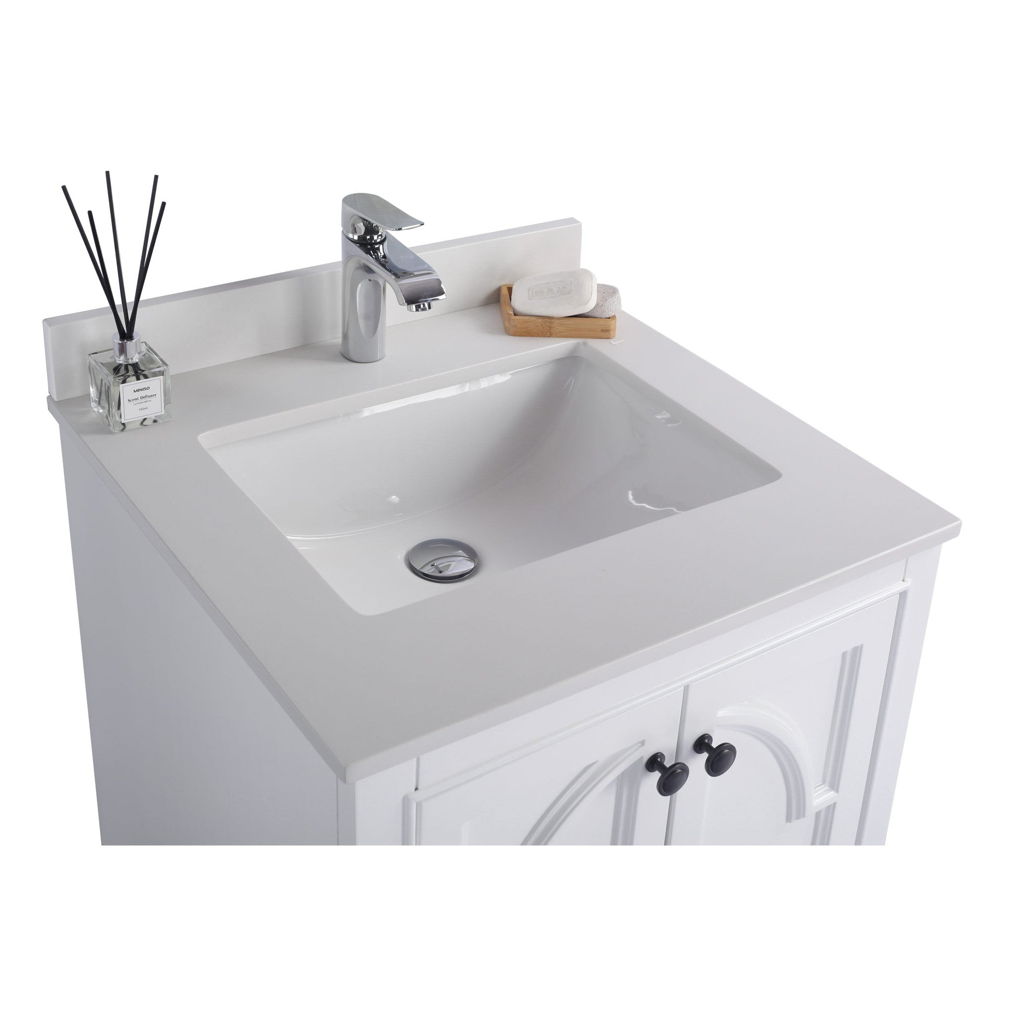 Odyssey 24" White Bathroom Vanity with White Quartz Countertop