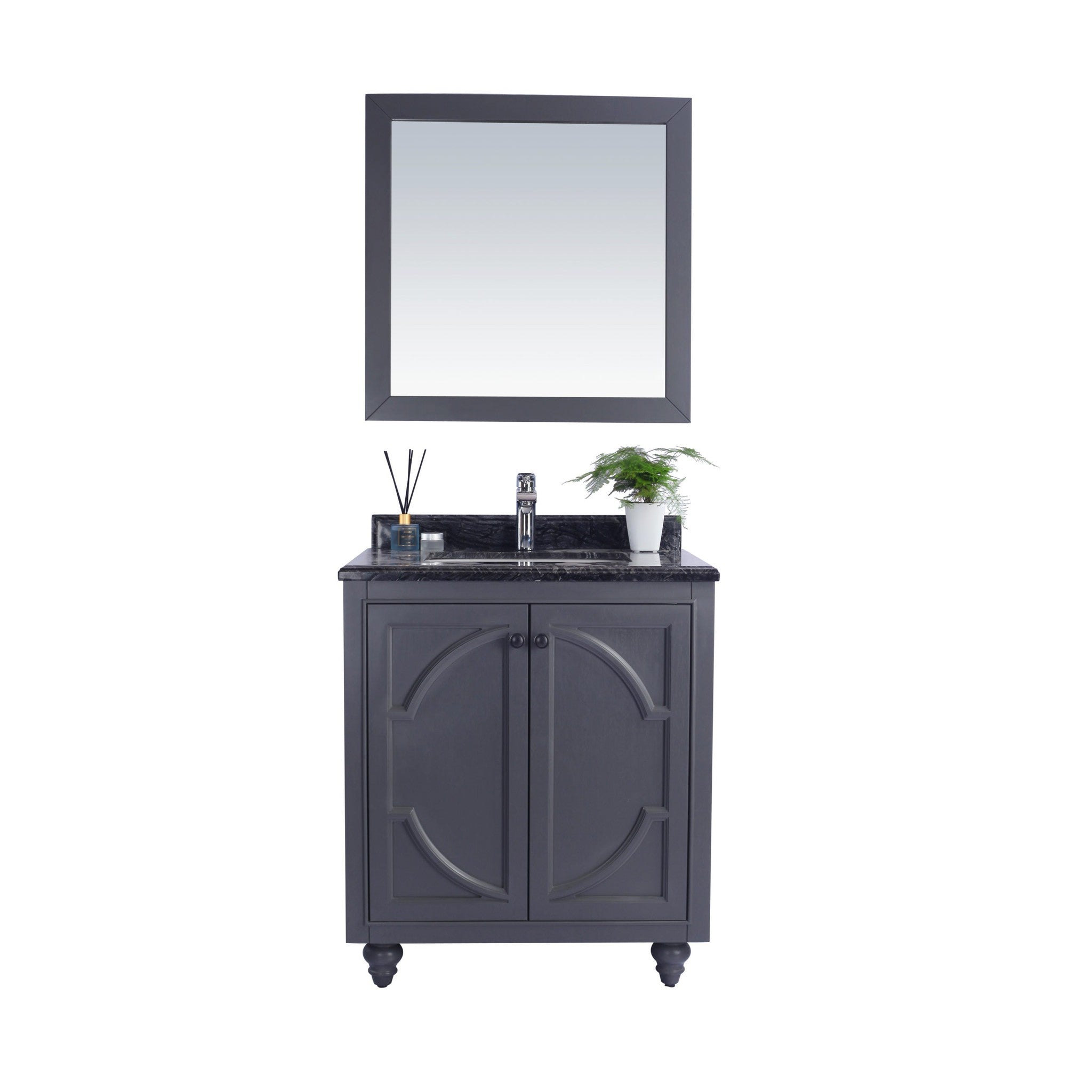 Odyssey 30" Maple Grey Bathroom Vanity with Black Wood Marble Countertop