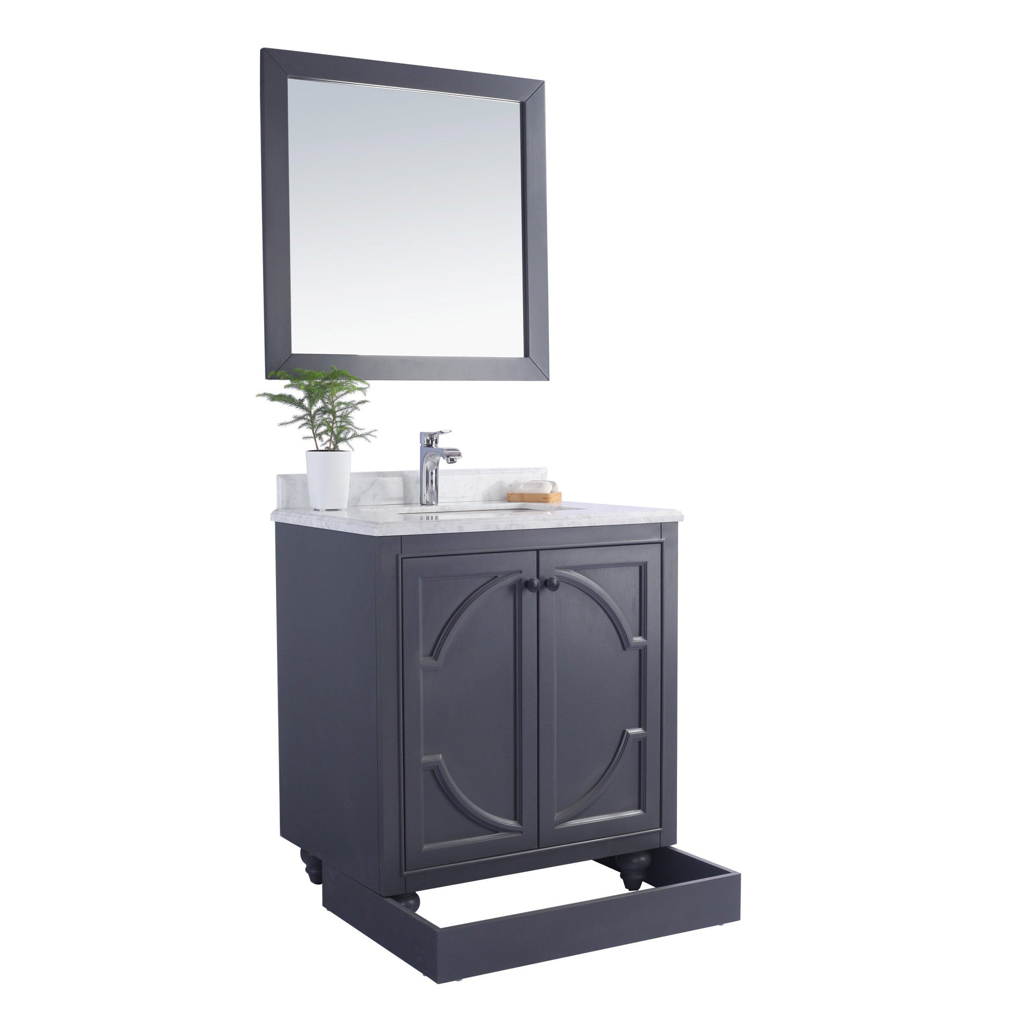 Odyssey 30" Maple Grey Bathroom Vanity with Matte Black VIVA Stone Solid Surface Countertop