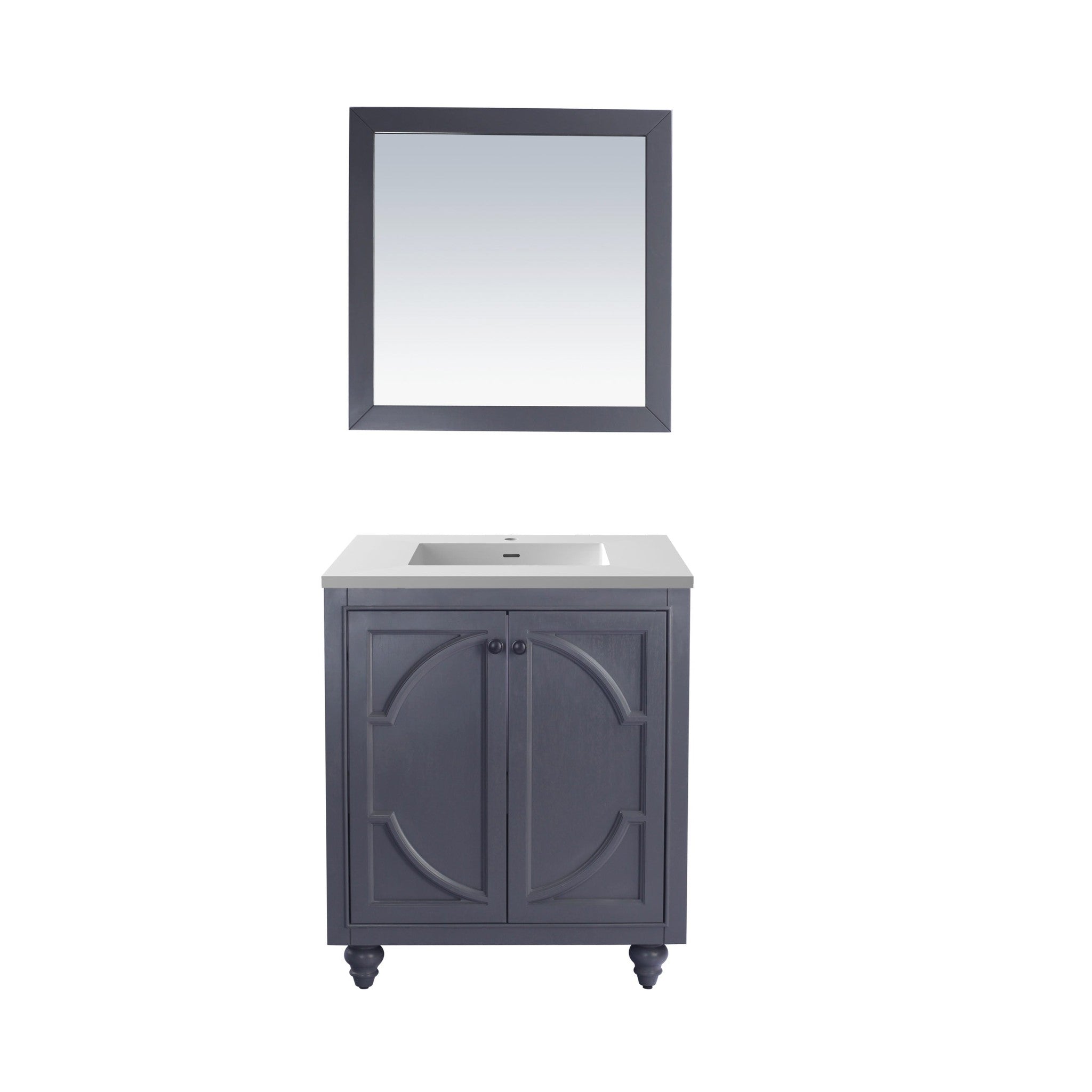 Odyssey 30" Maple Grey Bathroom Vanity with Matte White VIVA Stone Solid Surface Countertop