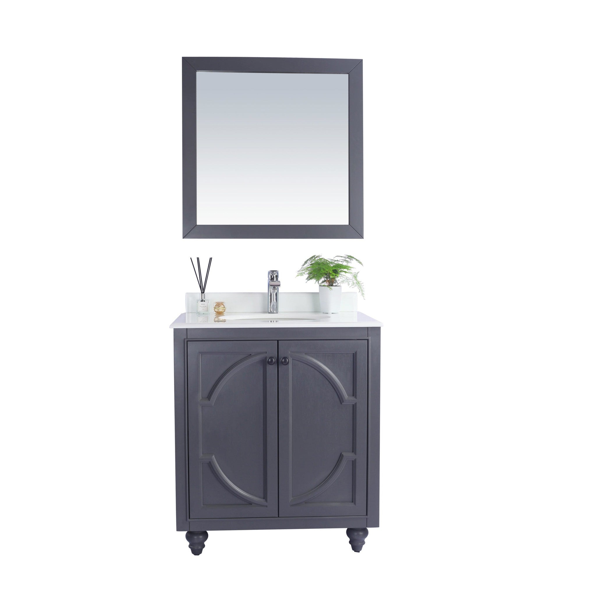 Odyssey 30" Maple Grey Bathroom Vanity with Pure White Phoenix Stone Countertop