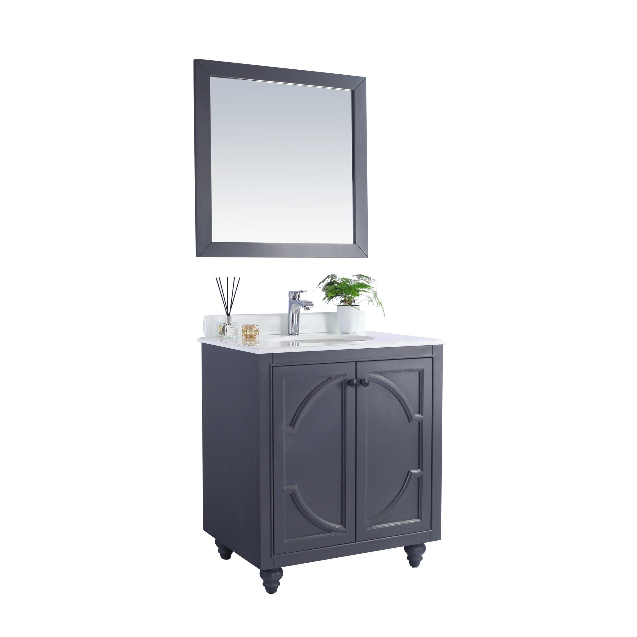 Odyssey 30" Maple Grey Bathroom Vanity with Pure White Phoenix Stone Countertop