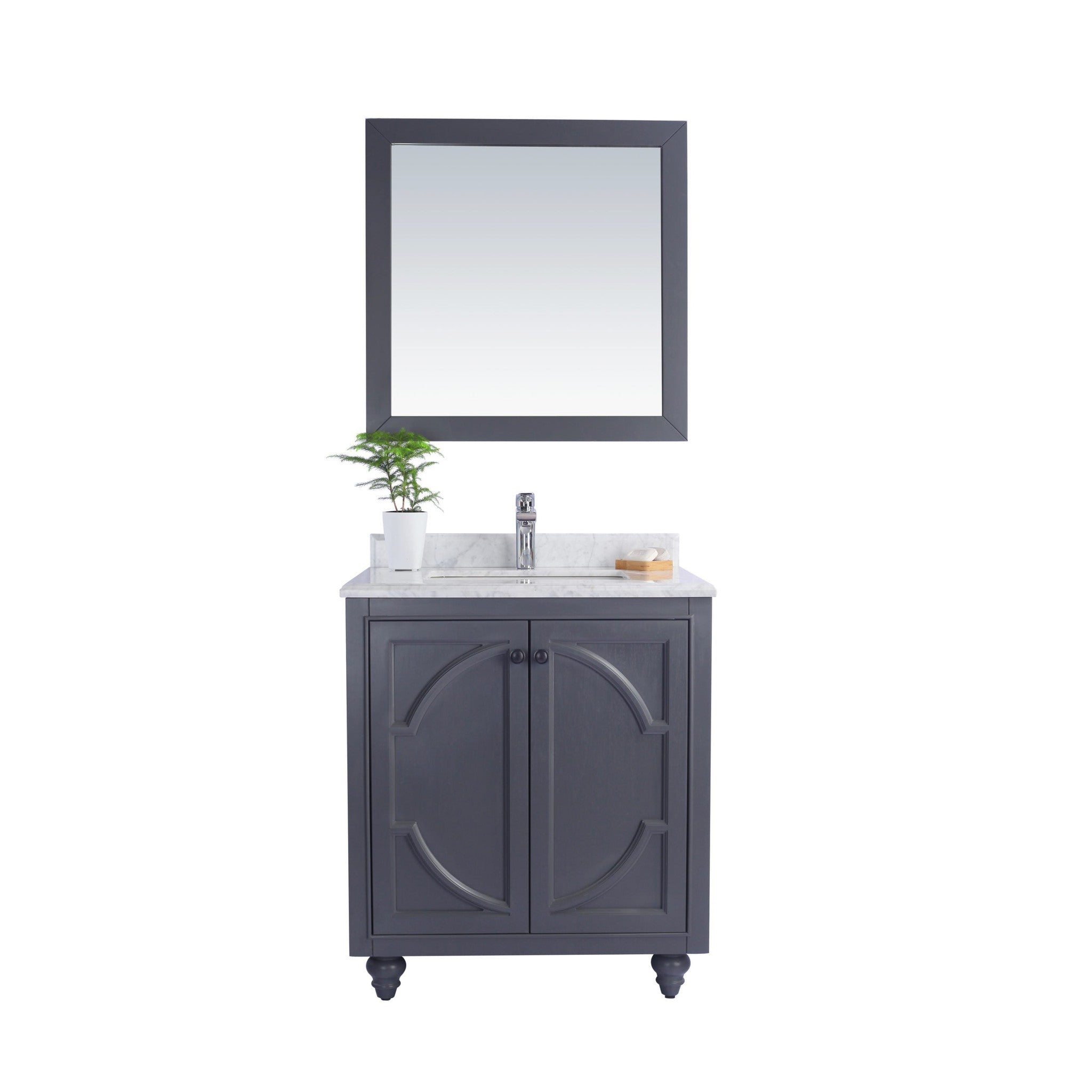 Odyssey 30" Maple Grey Bathroom Vanity with White Carrara Marble Countertop