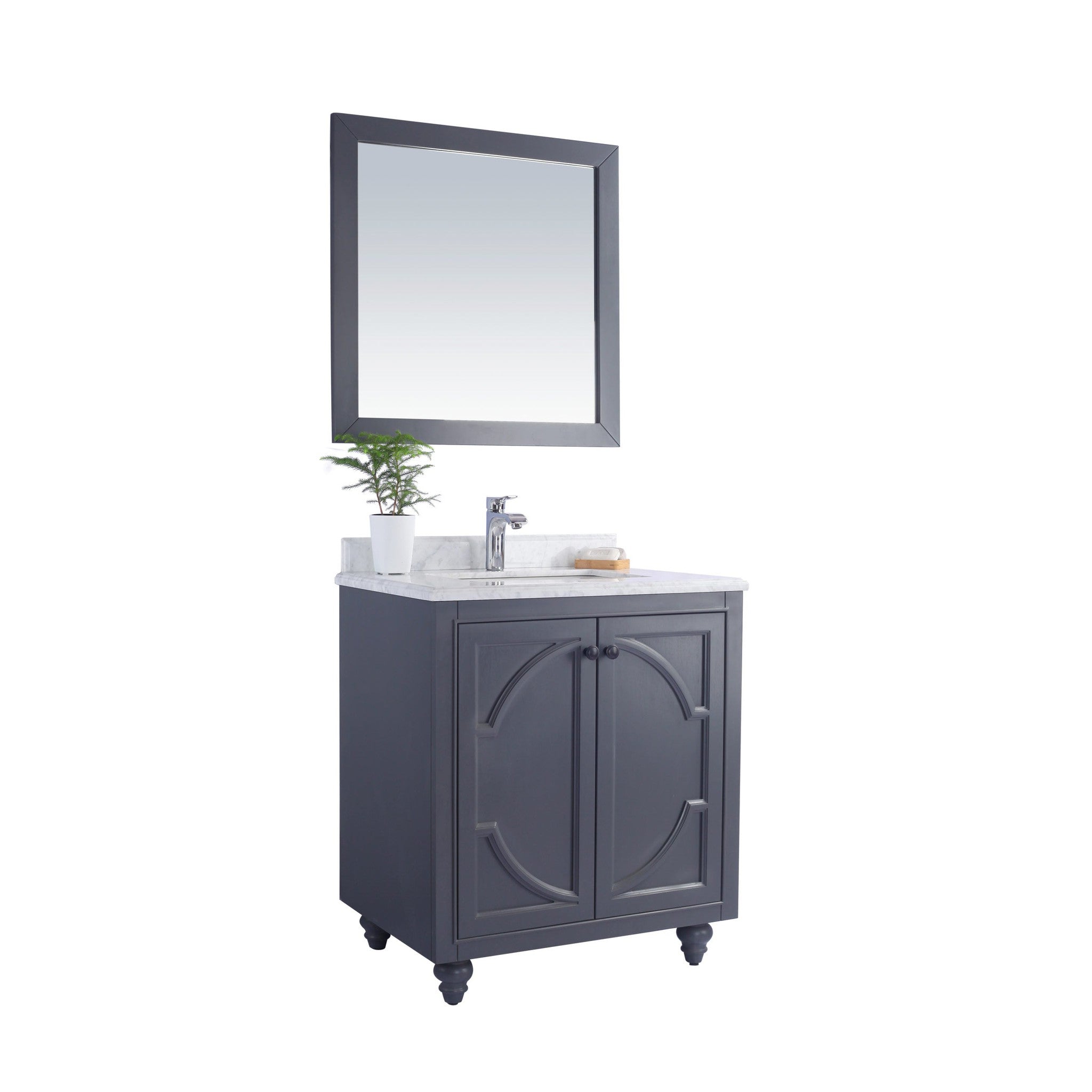 Odyssey 30" Maple Grey Bathroom Vanity with White Carrara Marble Countertop