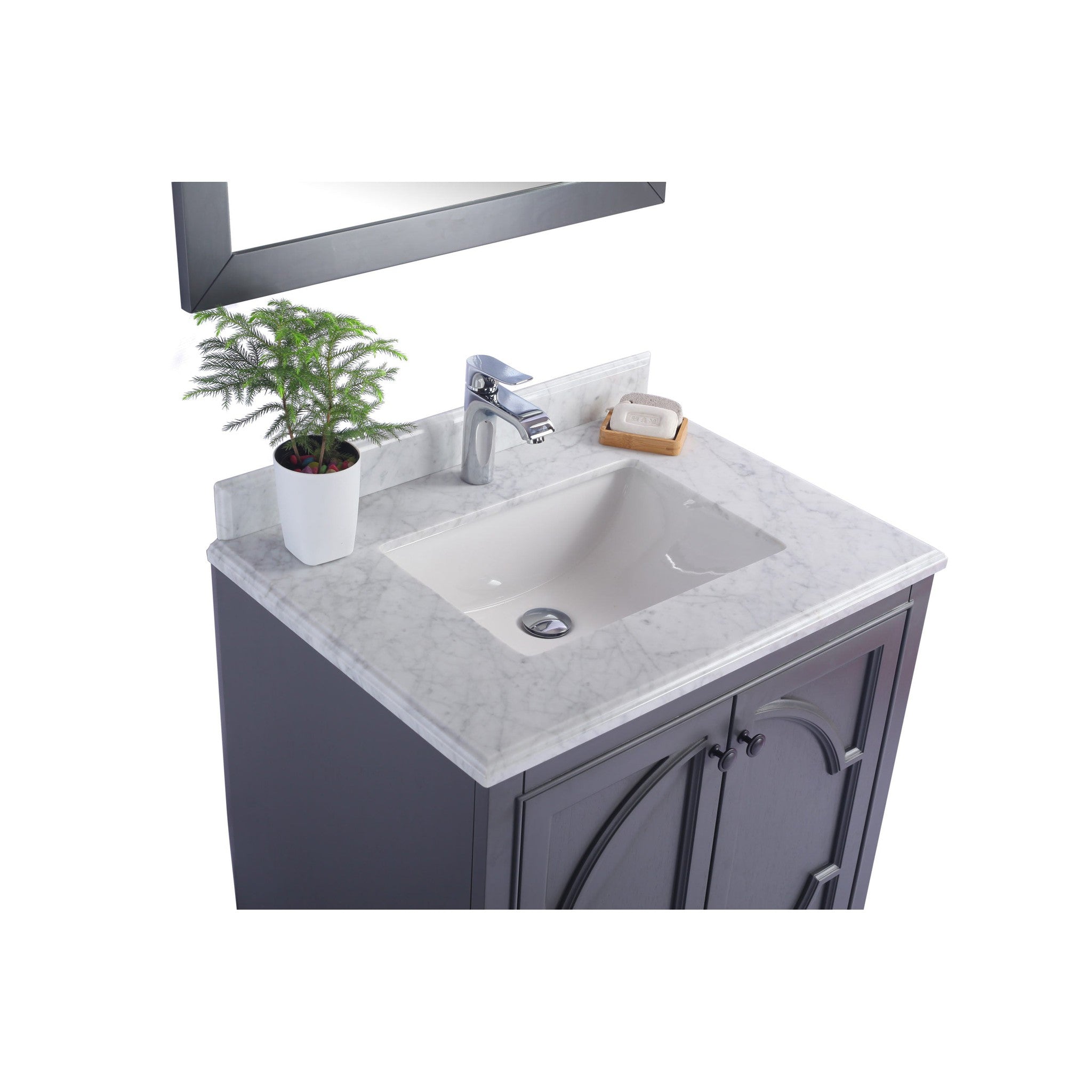 Odyssey 30" Maple Grey Bathroom Vanity with White Carrara Marble Countertop