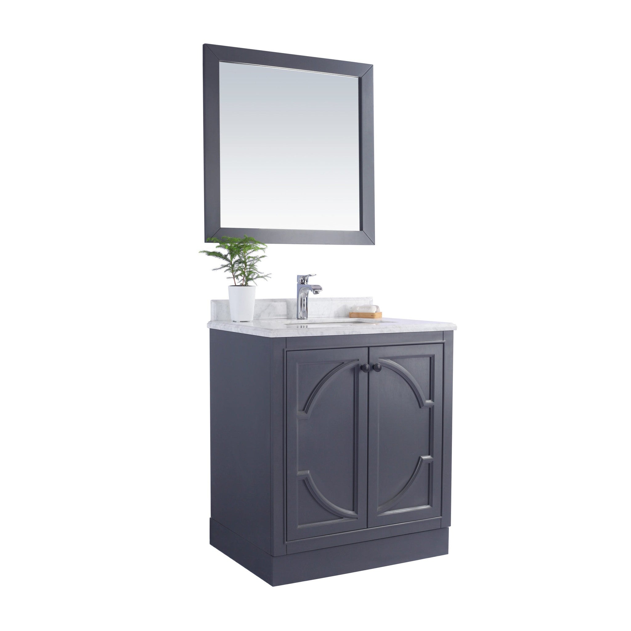 Odyssey 30" Maple Grey Bathroom Vanity with White Carrara Marble Countertop