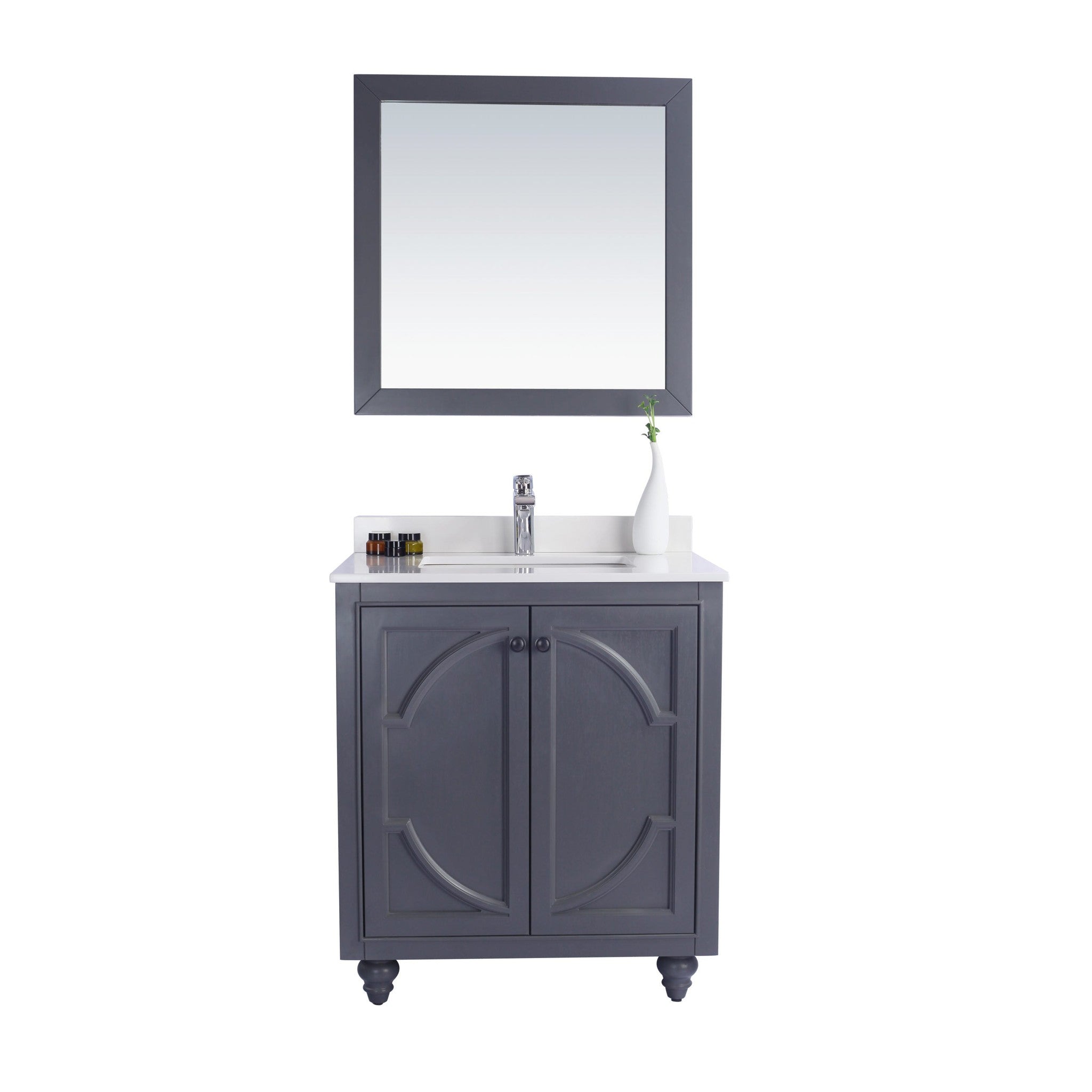 Odyssey 30" Maple Grey Bathroom Vanity with White Quartz Countertop