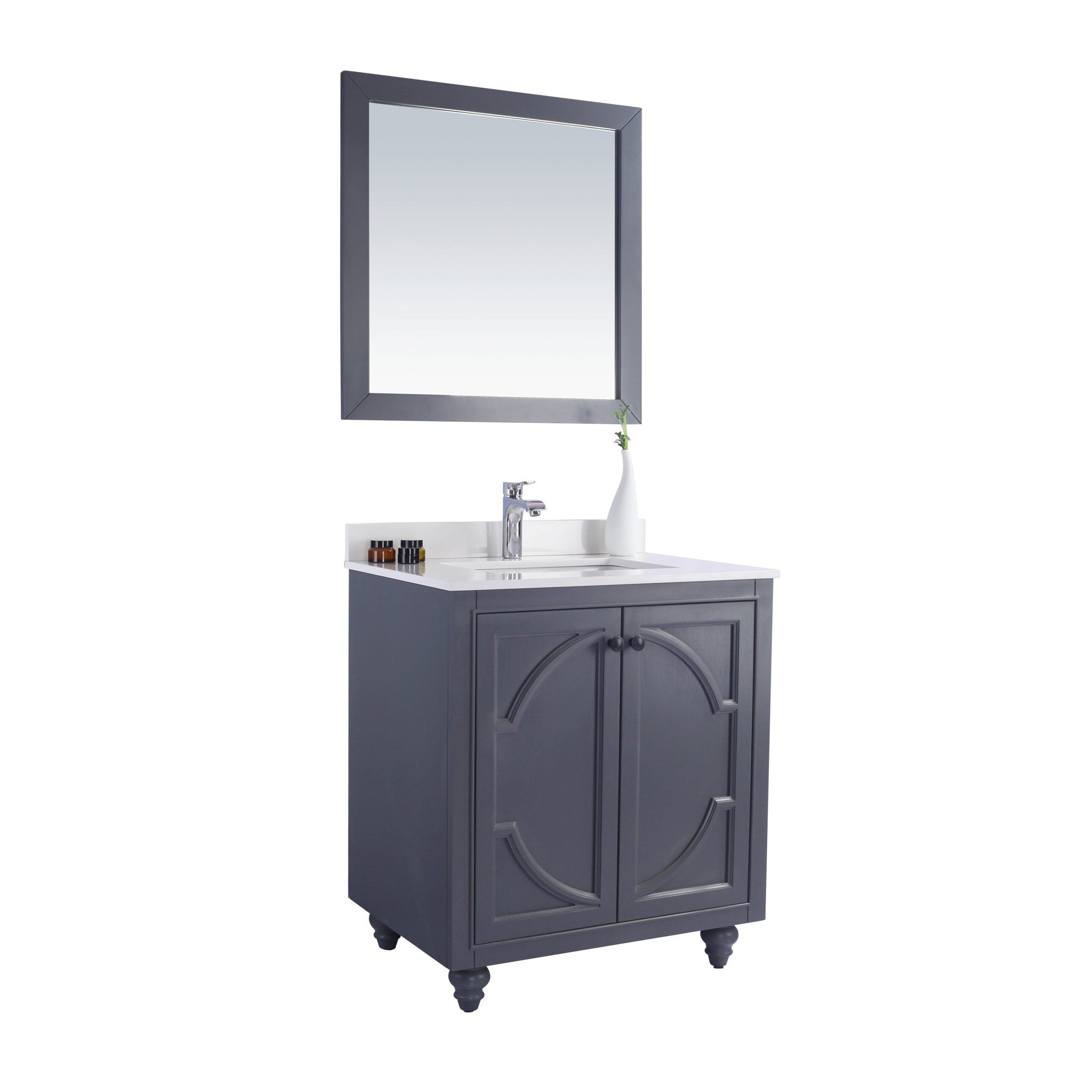 Odyssey 30" Maple Grey Bathroom Vanity with White Quartz Countertop