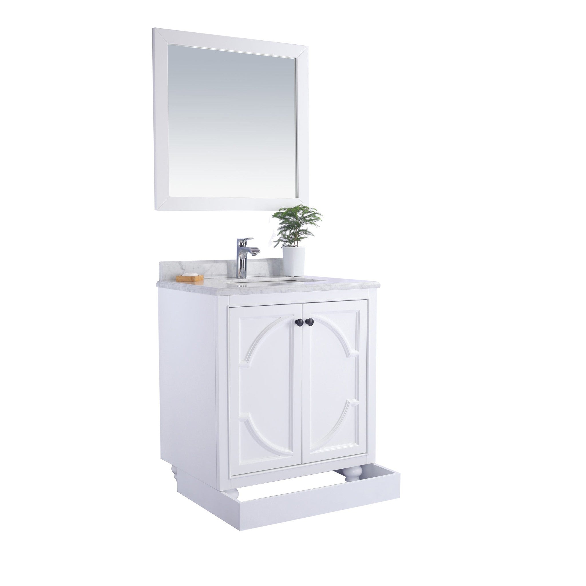 Odyssey 30" White Bathroom Vanity with Black Wood Marble Countertop